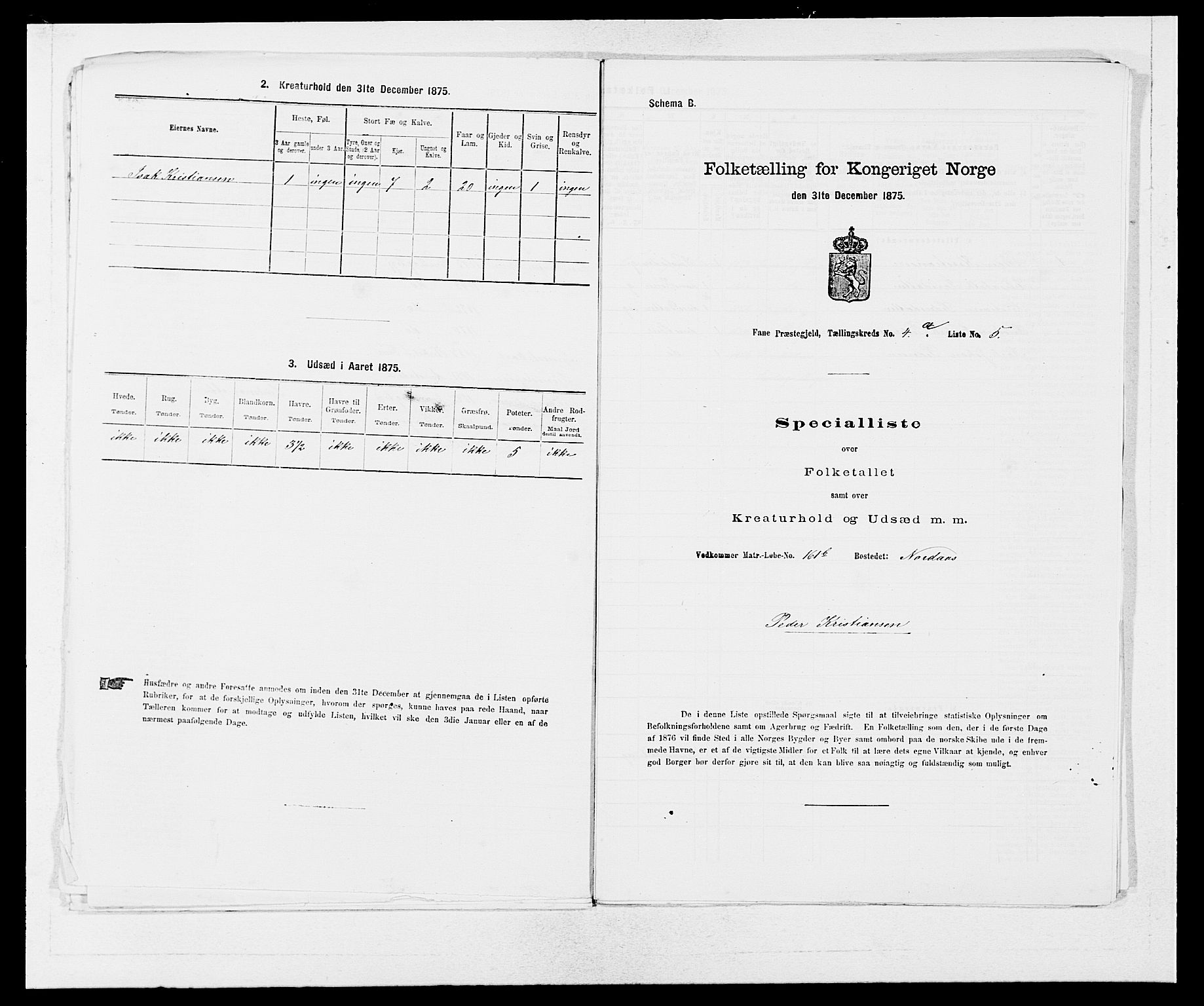 SAB, 1875 census for 1249P Fana, 1875, p. 426