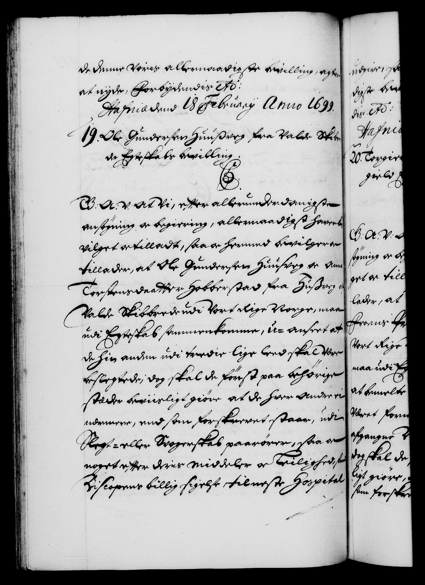 Danske Kanselli 1572-1799, AV/RA-EA-3023/F/Fc/Fca/Fcaa/L0017: Norske registre (mikrofilm), 1698-1699, p. 115b