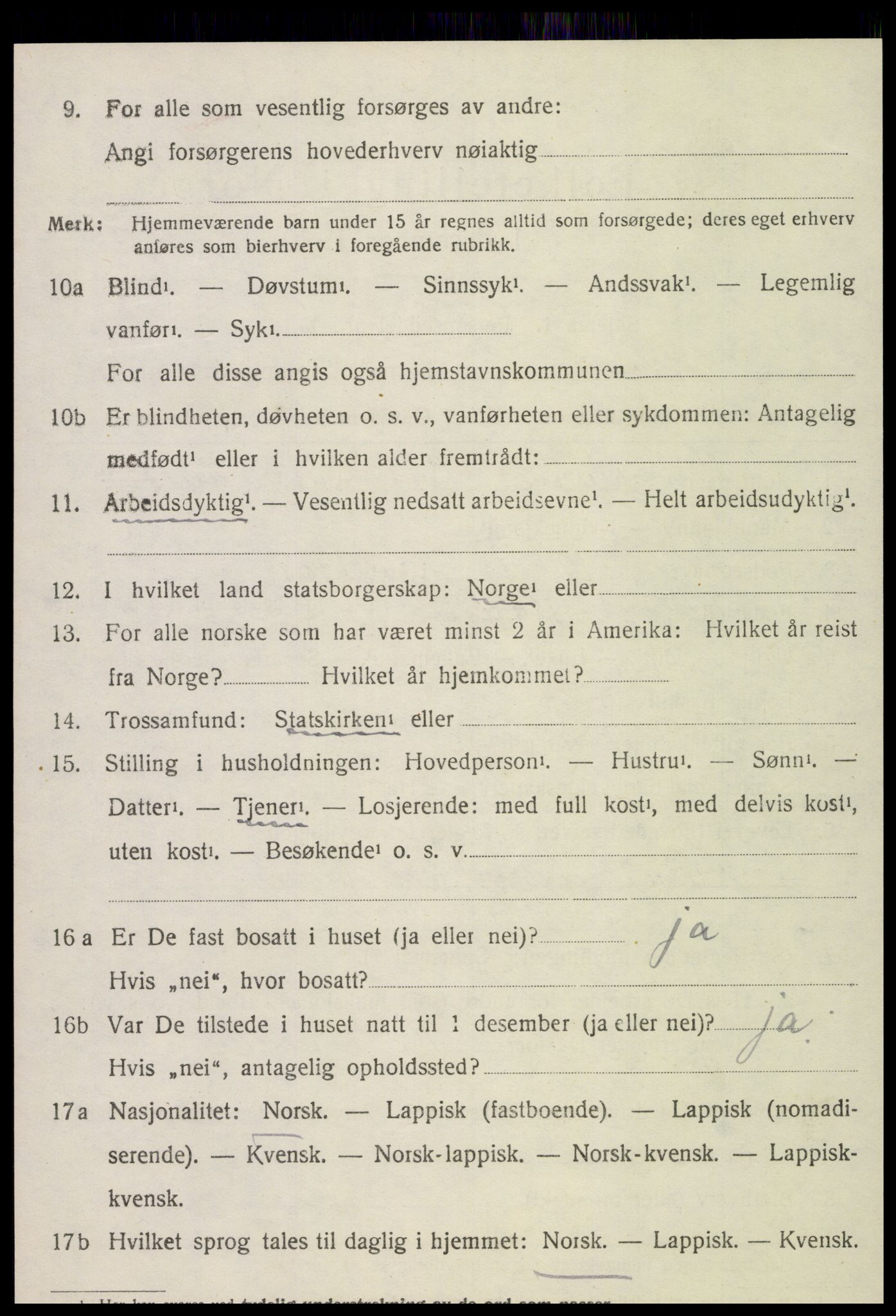 SAT, 1920 census for Kvam, 1920, p. 1406
