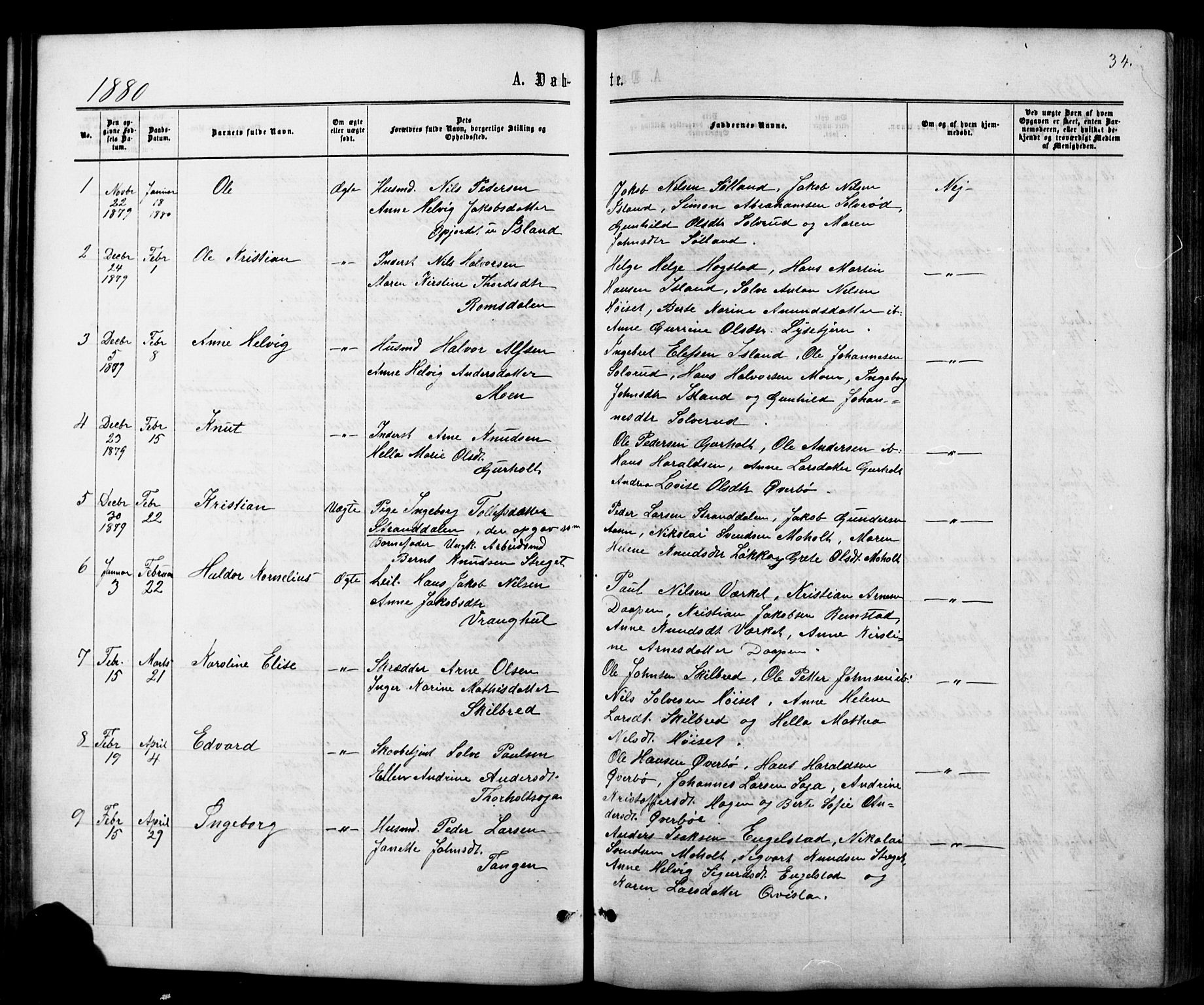 Siljan kirkebøker, SAKO/A-300/G/Ga/L0002: Parish register (copy) no. 2, 1864-1908, p. 34