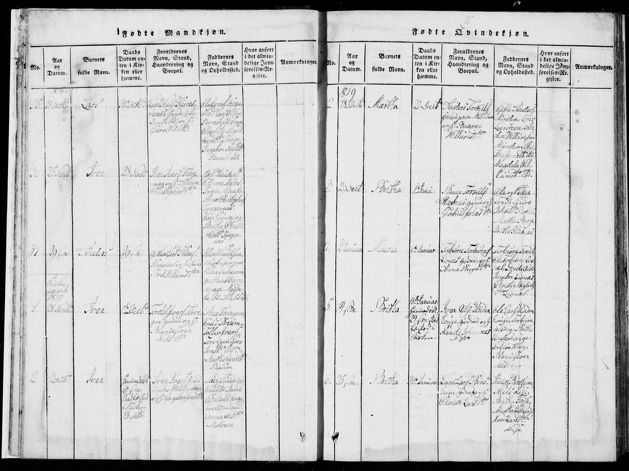 Strandebarm sokneprestembete, AV/SAB-A-78401/H/Hab: Parish register (copy) no. A  1, 1816-1826, p. 16