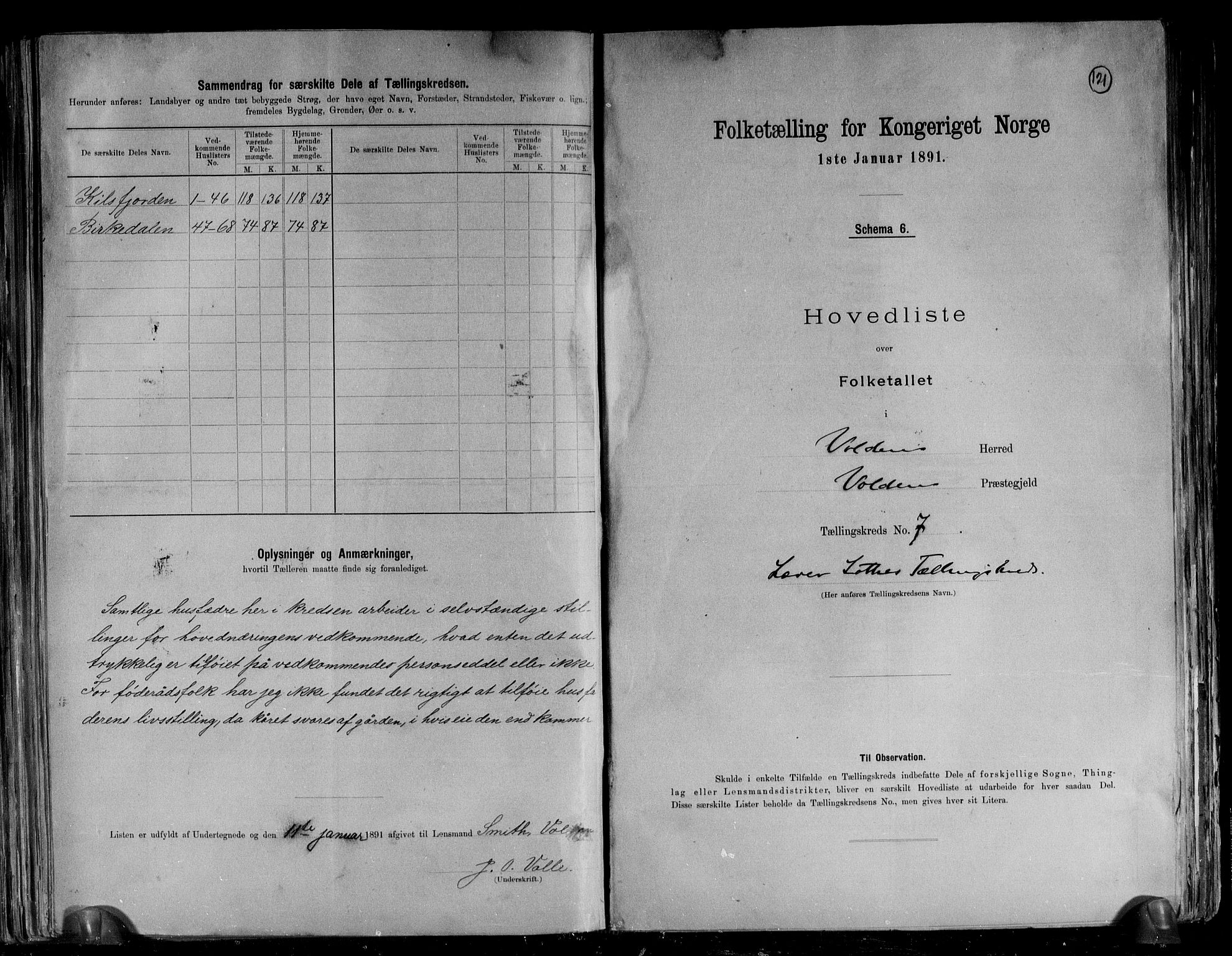 RA, 1891 census for 1519 Volda, 1891, p. 19