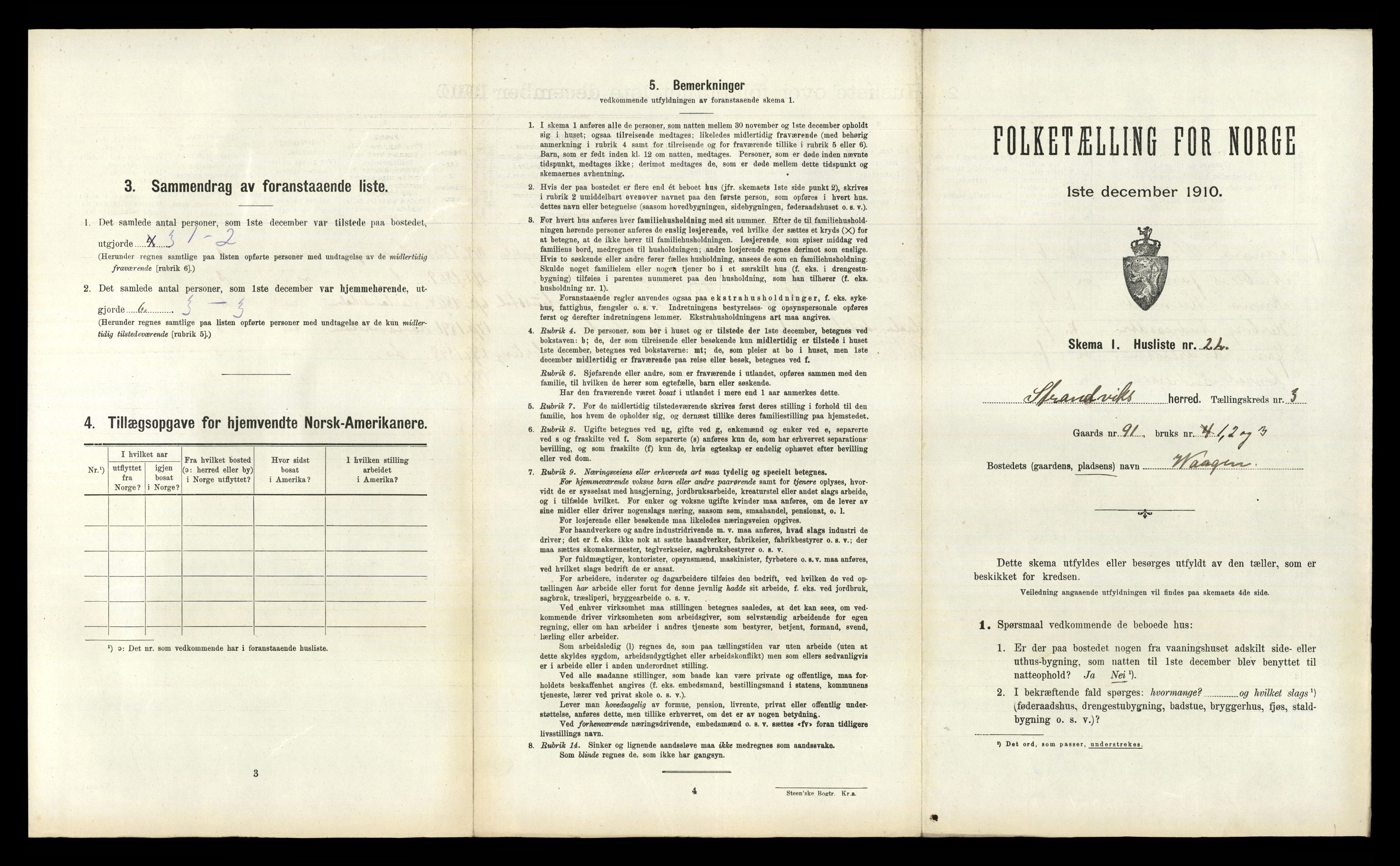 RA, 1910 census for Strandvik, 1910, p. 265