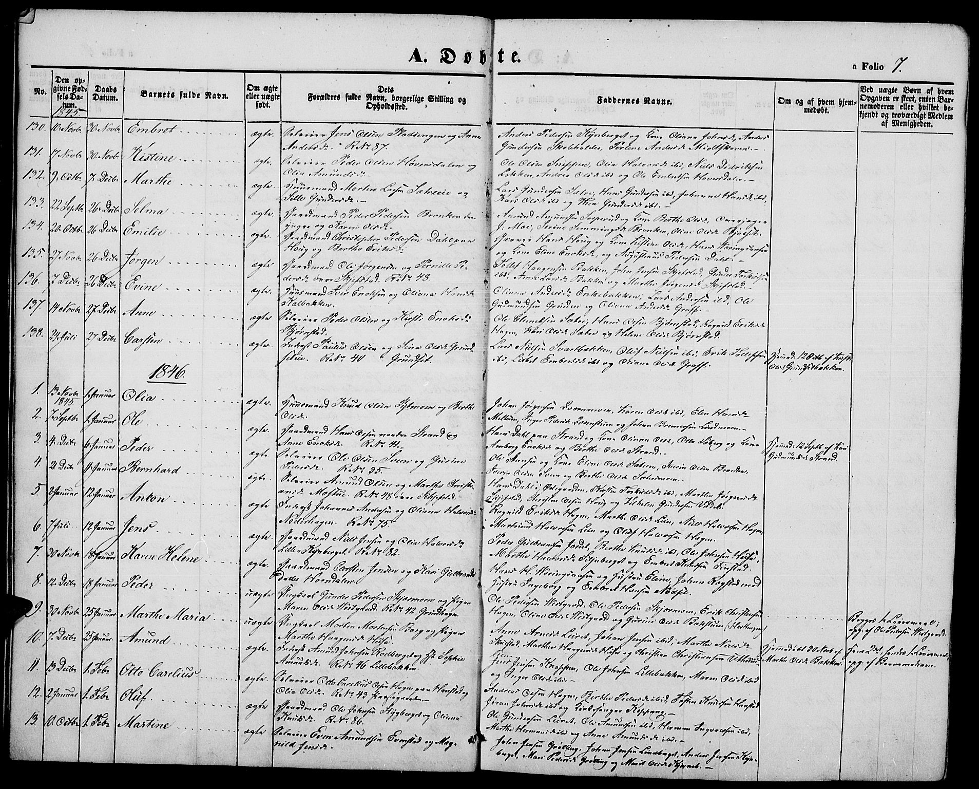 Elverum prestekontor, SAH/PREST-044/H/Ha/Hab/L0002: Parish register (copy) no. 2, 1845-1855, p. 7