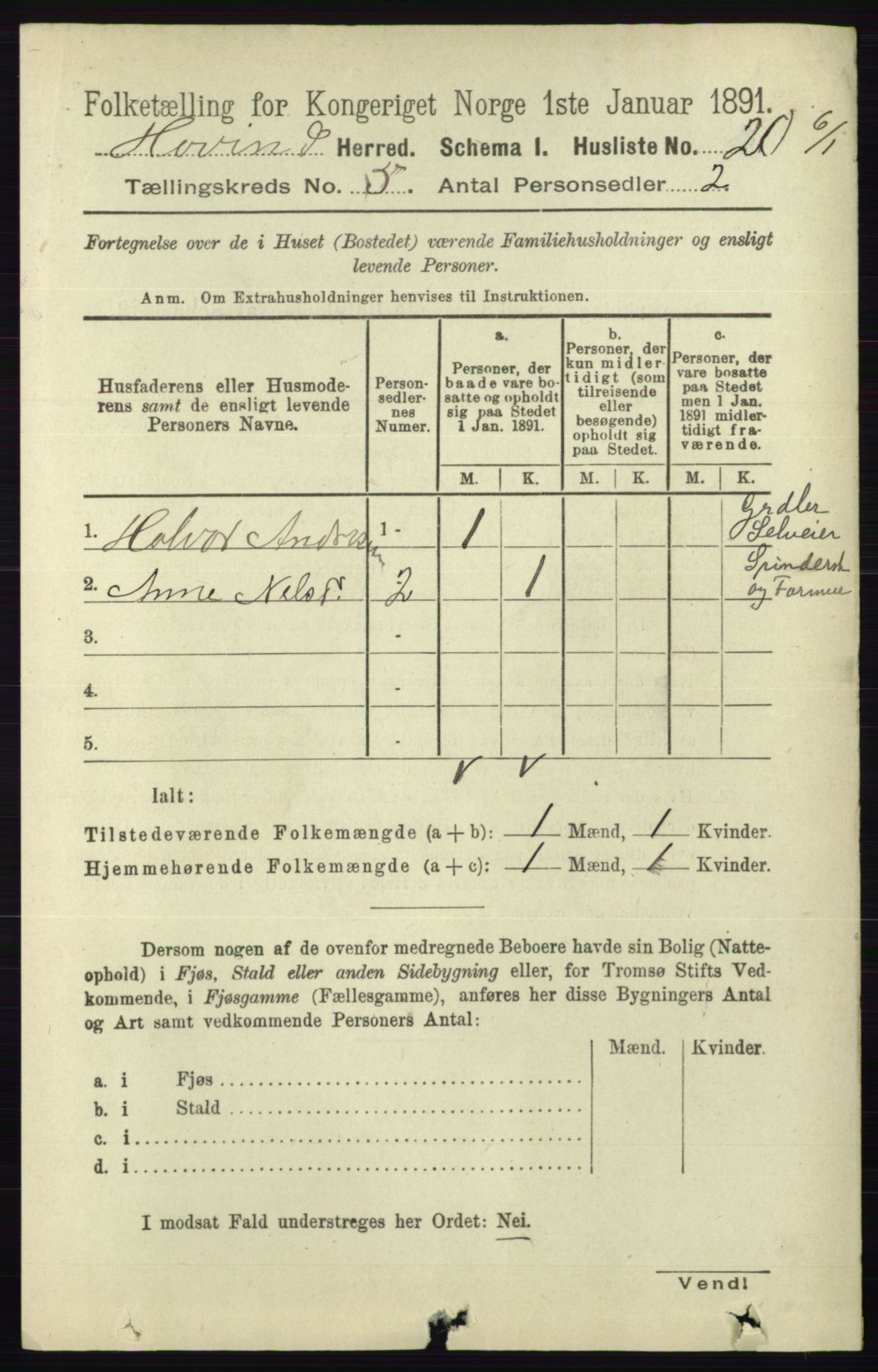 RA, 1891 census for 0825 Hovin, 1891, p. 979