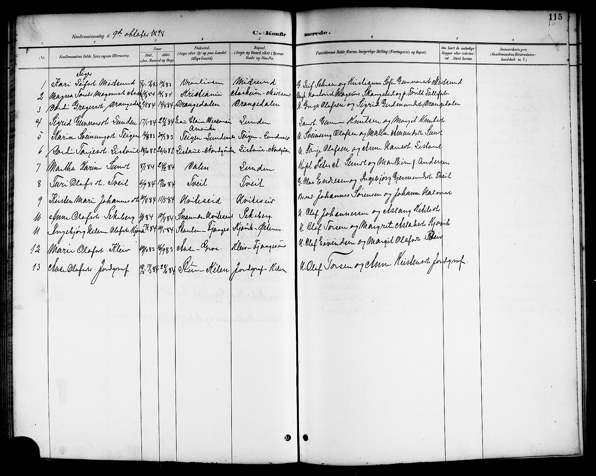 Kviteseid kirkebøker, SAKO/A-276/G/Ga/L0002: Parish register (copy) no. I 2, 1893-1918, p. 115
