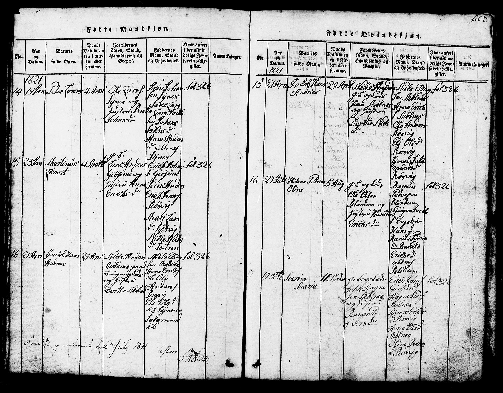 Ministerialprotokoller, klokkerbøker og fødselsregistre - Møre og Romsdal, AV/SAT-A-1454/537/L0520: Parish register (copy) no. 537C01, 1819-1868, p. 7