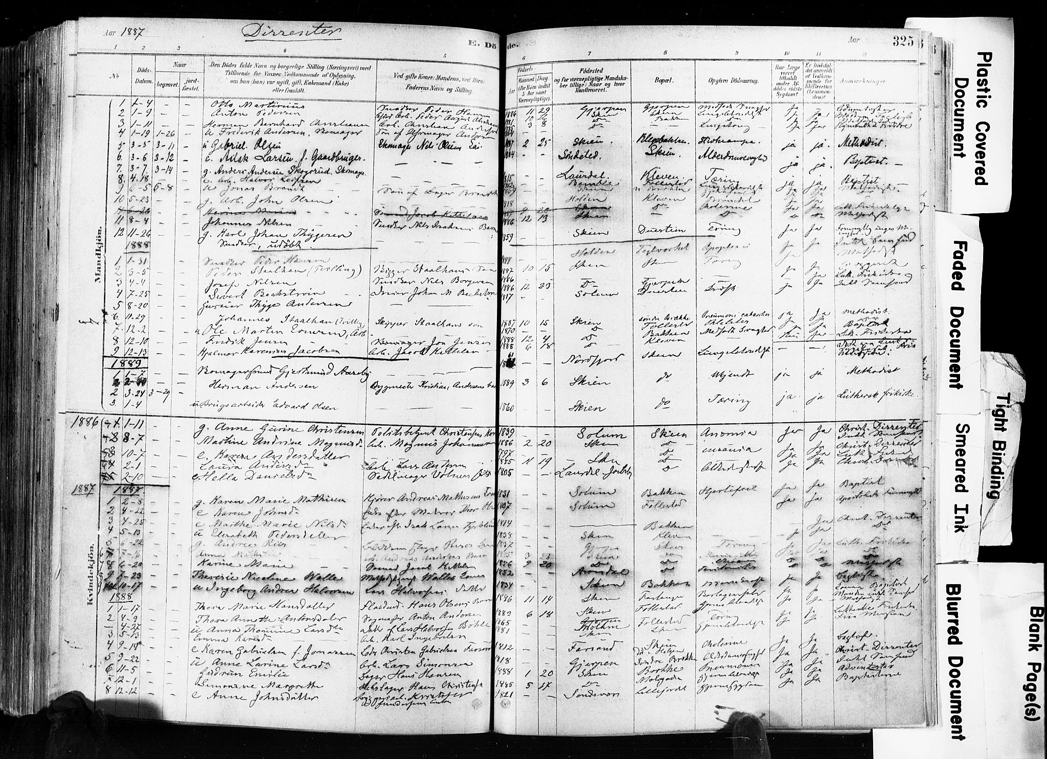 Skien kirkebøker, SAKO/A-302/F/Fa/L0009: Parish register (official) no. 9, 1878-1890, p. 325
