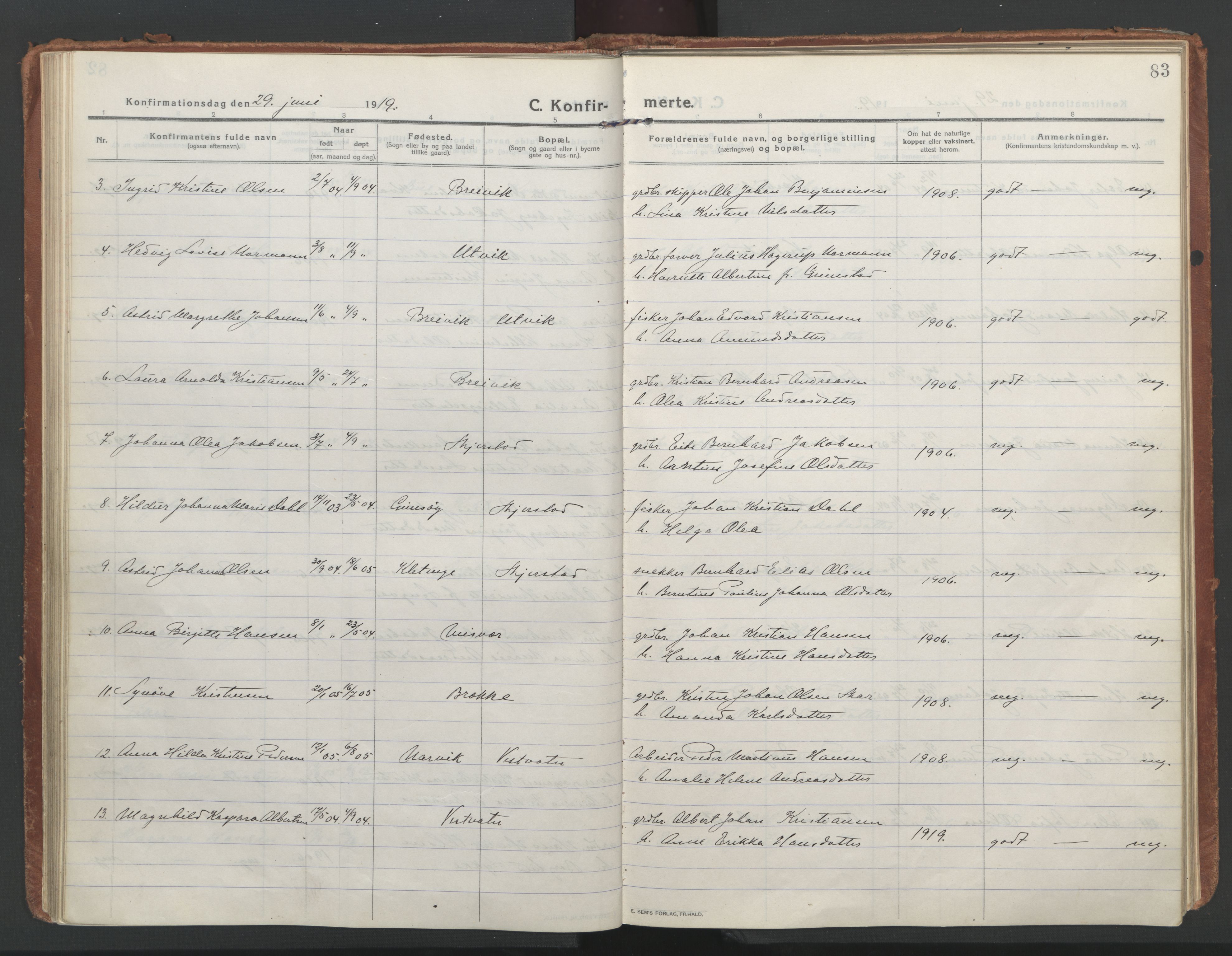 Ministerialprotokoller, klokkerbøker og fødselsregistre - Nordland, AV/SAT-A-1459/852/L0748: Parish register (official) no. 852A18, 1913-1932, p. 83