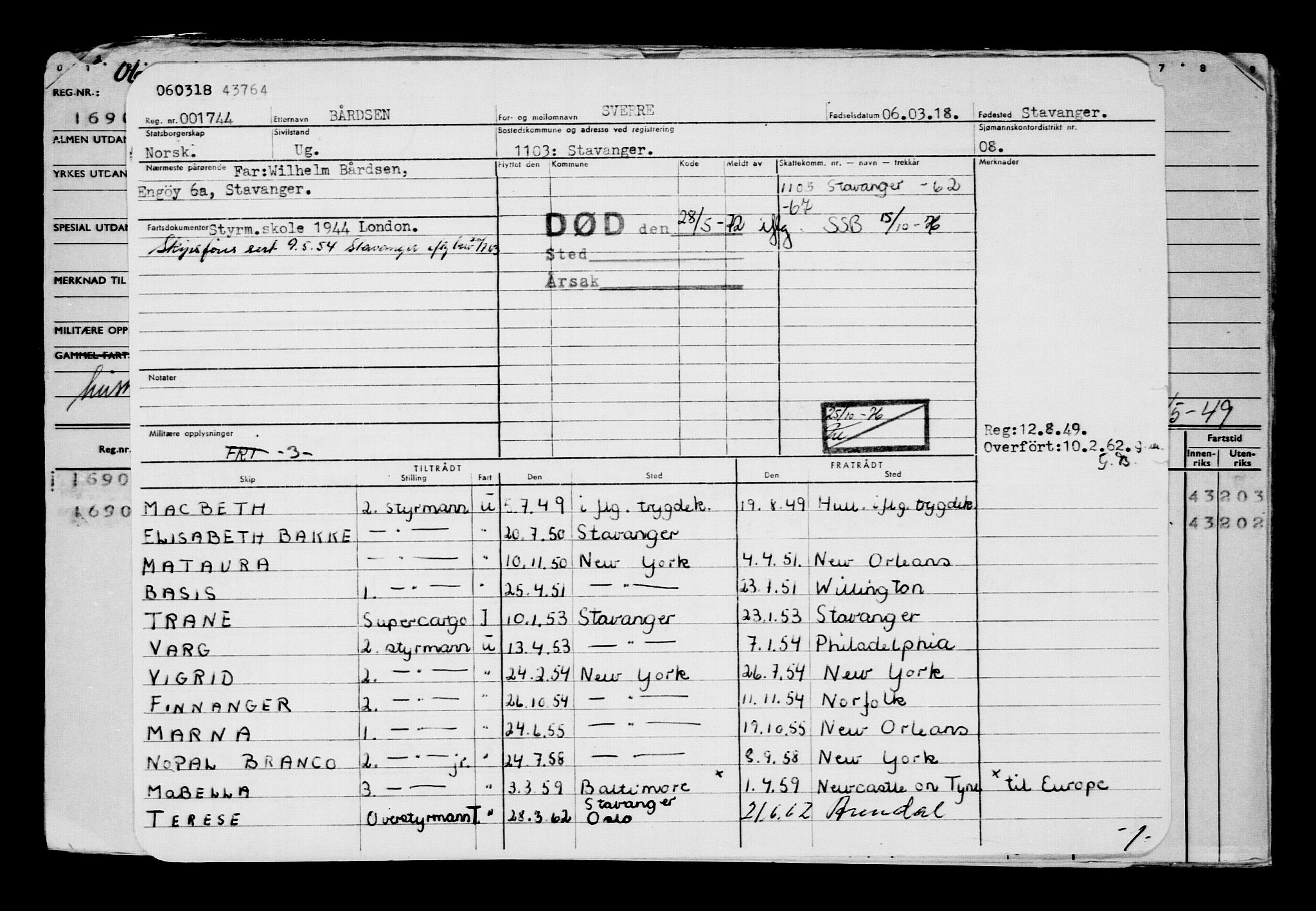 Direktoratet for sjømenn, AV/RA-S-3545/G/Gb/L0156: Hovedkort, 1918, p. 93