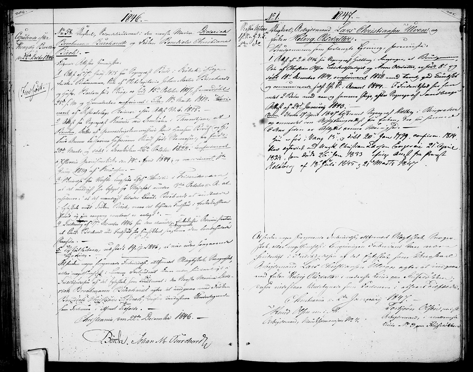 Garnisonsmenigheten Kirkebøker, SAO/A-10846/H/Ha/L0005: Banns register no. I 5, 1844-1856, p. 204-205