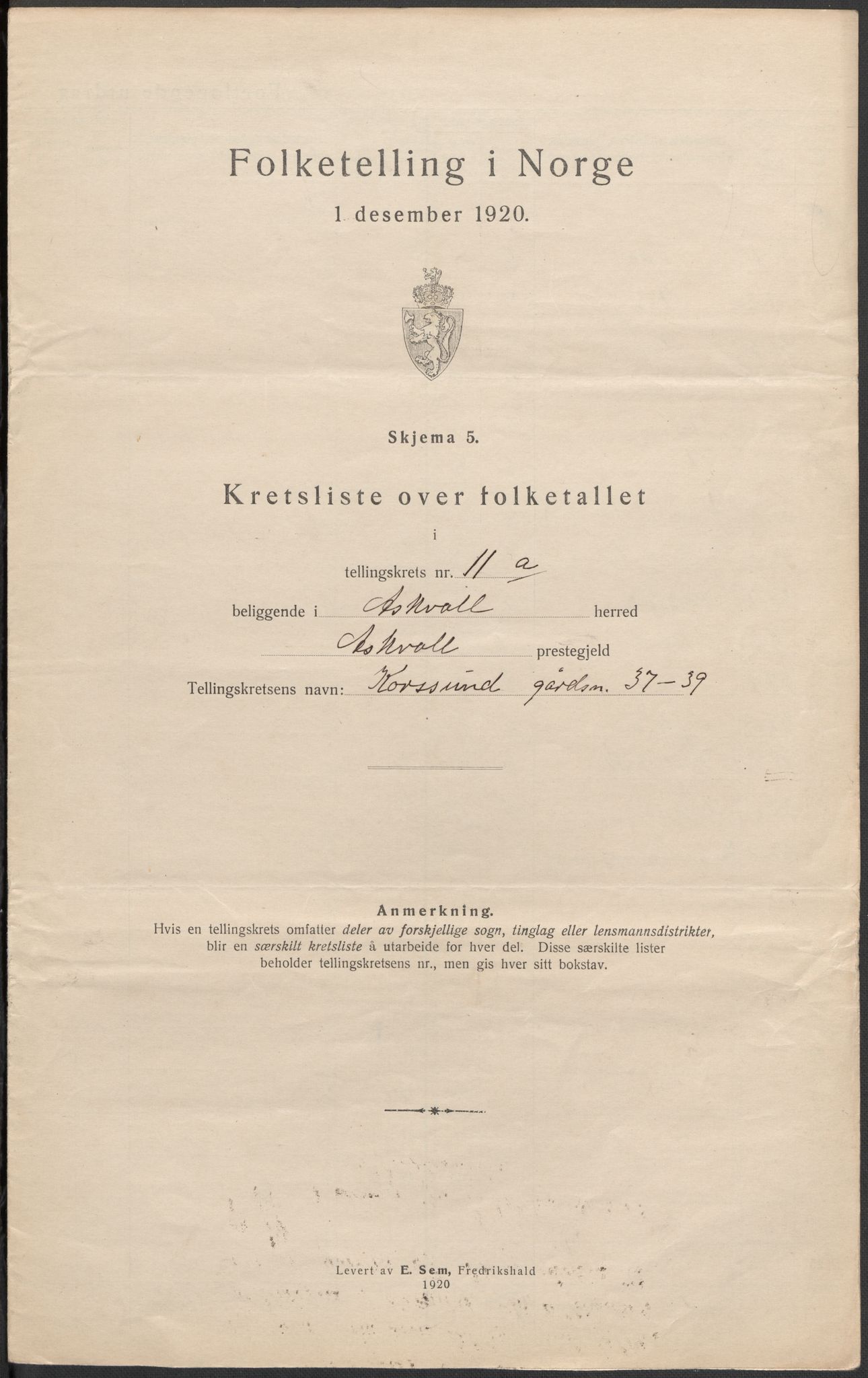 SAB, 1920 census for Askvoll, 1920, p. 38