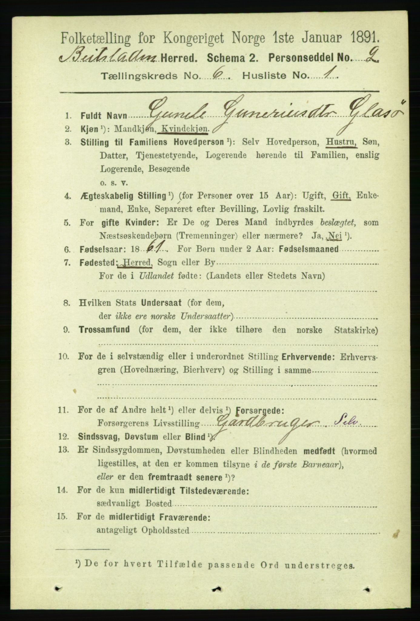 RA, 1891 census for 1727 Beitstad, 1891, p. 1526