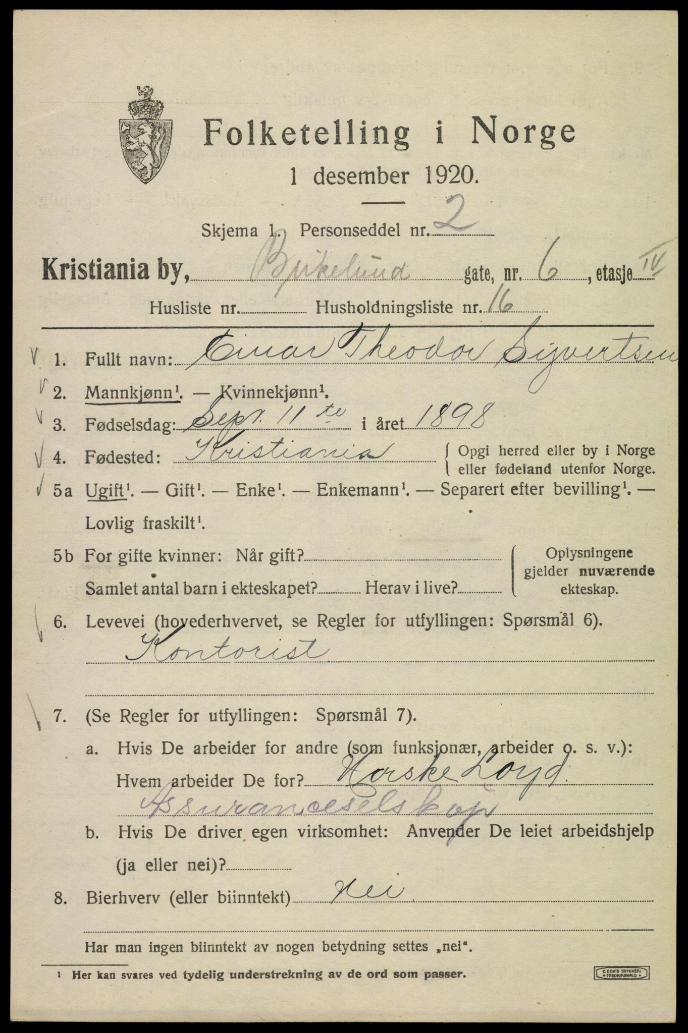 SAO, 1920 census for Kristiania, 1920, p. 156993