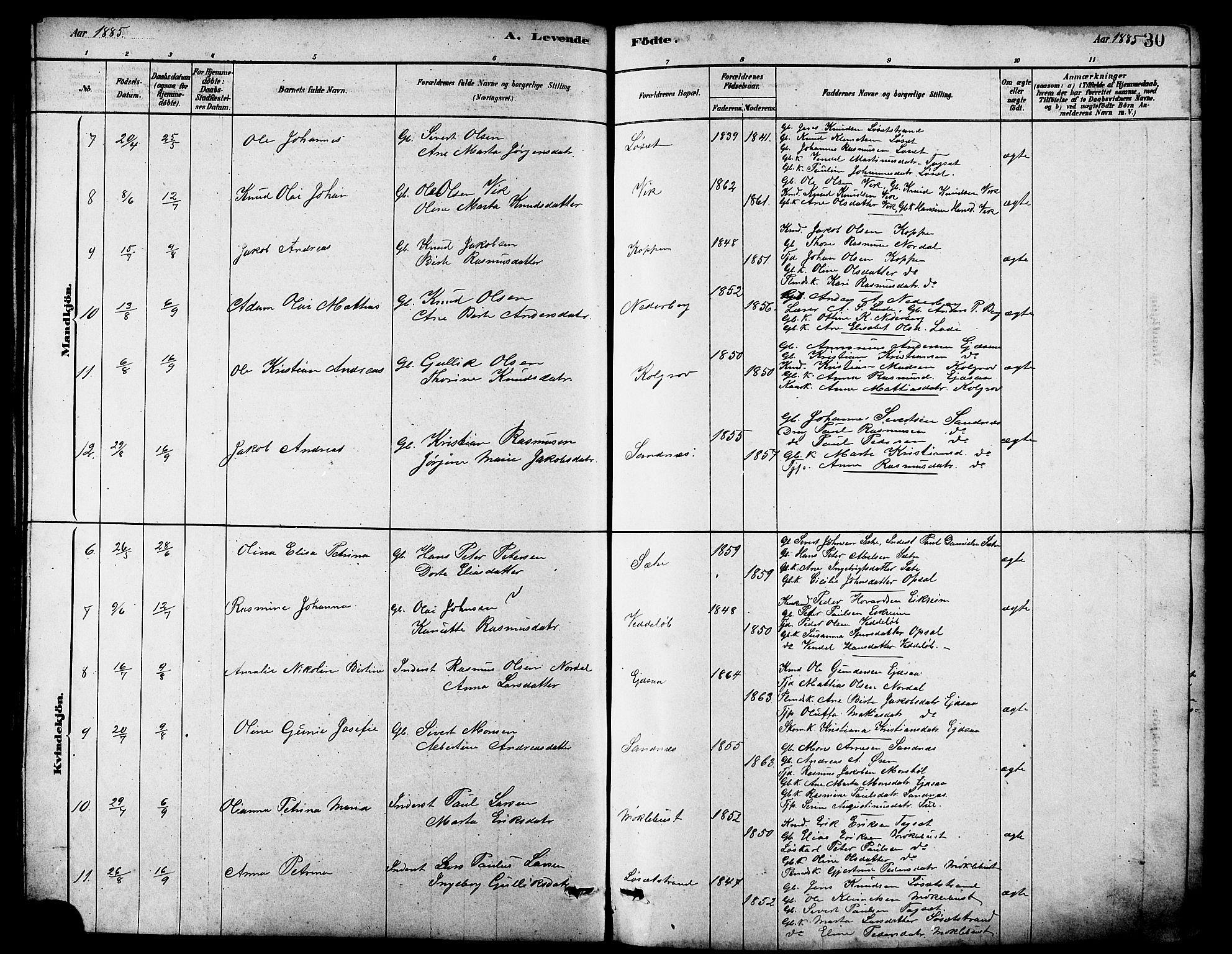 Ministerialprotokoller, klokkerbøker og fødselsregistre - Møre og Romsdal, AV/SAT-A-1454/502/L0027: Parish register (copy) no. 502C01, 1878-1908, p. 30