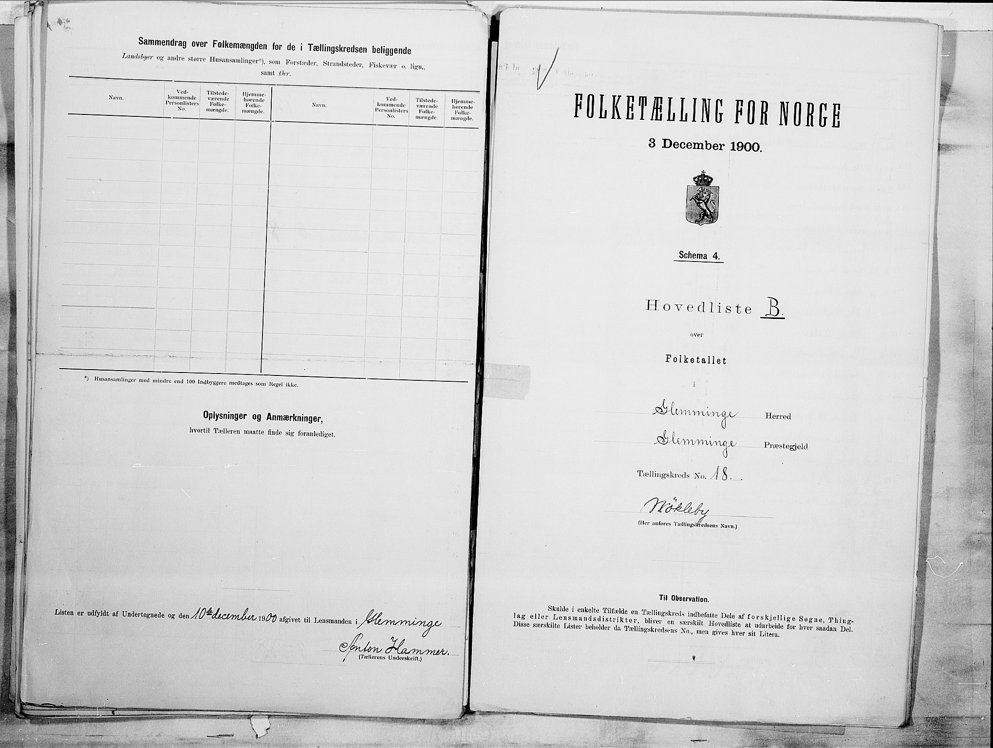 SAO, 1900 census for Glemmen, 1900, p. 43