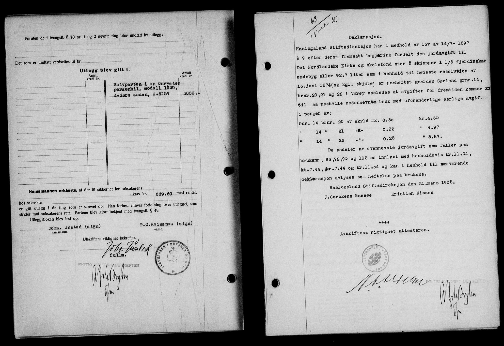 Lofoten sorenskriveri, SAT/A-0017/1/2/2C/L0031b: Mortgage book no. 31b, 1935-1935, Deed date: 15.04.1935