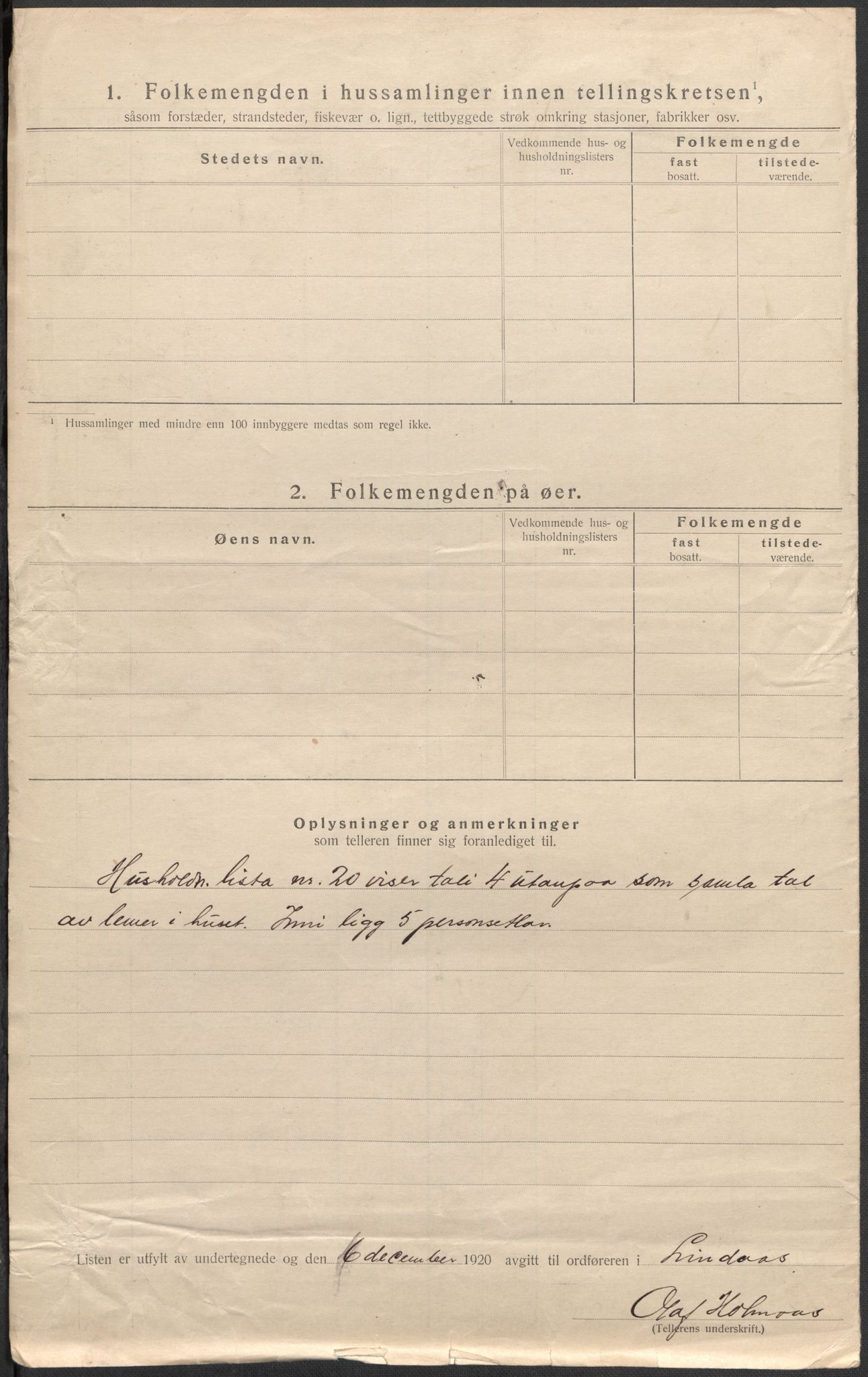 SAB, 1920 census for Lindås, 1920, p. 28