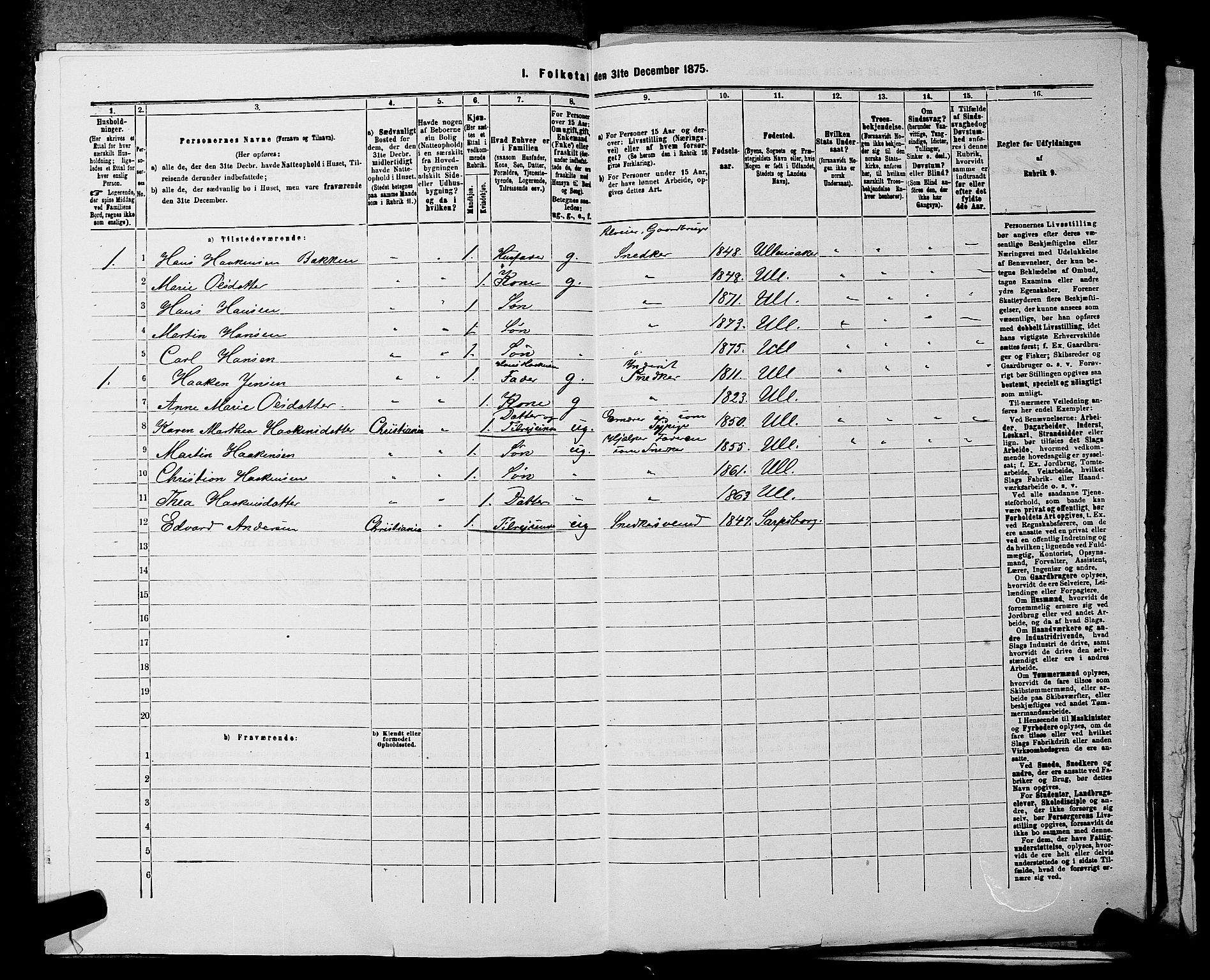 RA, 1875 census for 0235P Ullensaker, 1875, p. 1382