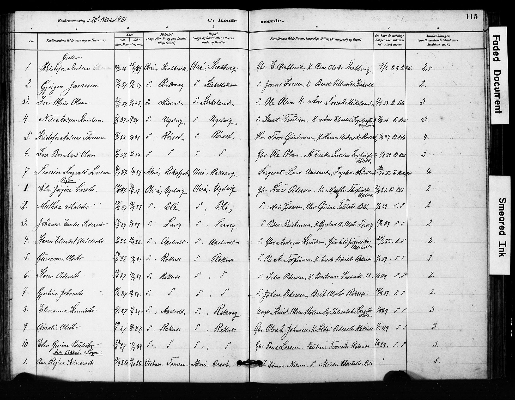 Ministerialprotokoller, klokkerbøker og fødselsregistre - Møre og Romsdal, AV/SAT-A-1454/563/L0737: Parish register (copy) no. 563C01, 1878-1916, p. 115