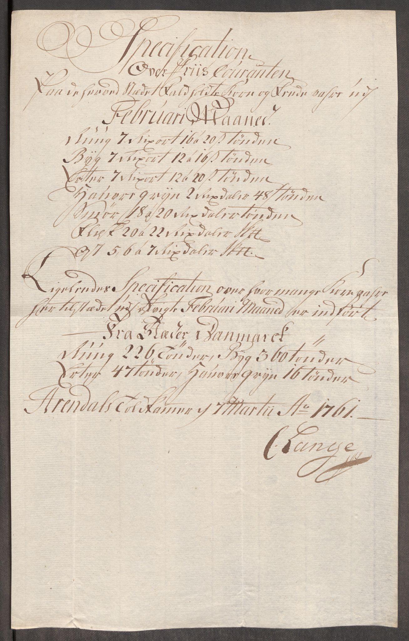 Rentekammeret inntil 1814, Realistisk ordnet avdeling, AV/RA-EA-4070/Oe/L0007: [Ø1]: Priskuranter, 1761-1763, p. 231