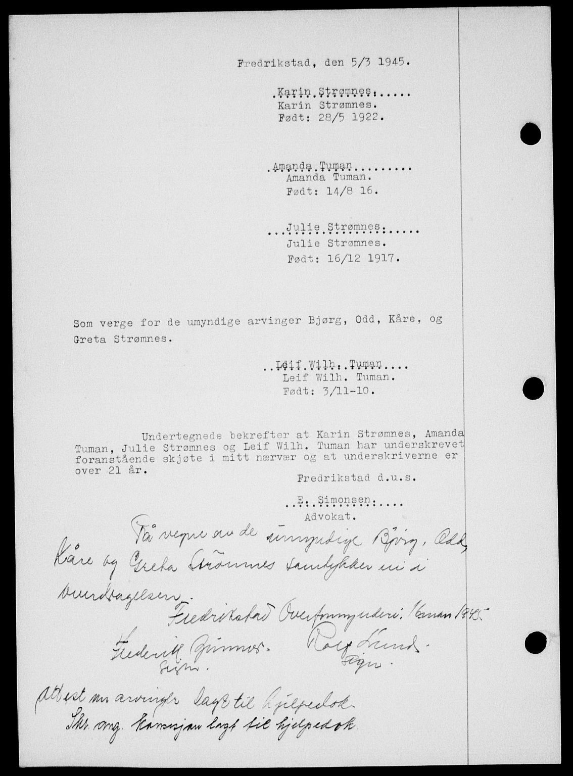 Onsøy sorenskriveri, SAO/A-10474/G/Ga/Gab/L0014: Mortgage book no. II A-14, 1944-1945, Diary no: : 440/1945