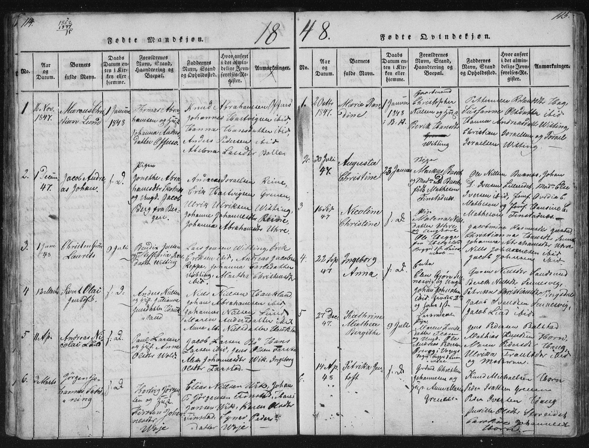 Ministerialprotokoller, klokkerbøker og fødselsregistre - Nordland, SAT/A-1459/881/L1164: Parish register (copy) no. 881C01, 1818-1853, p. 114-115