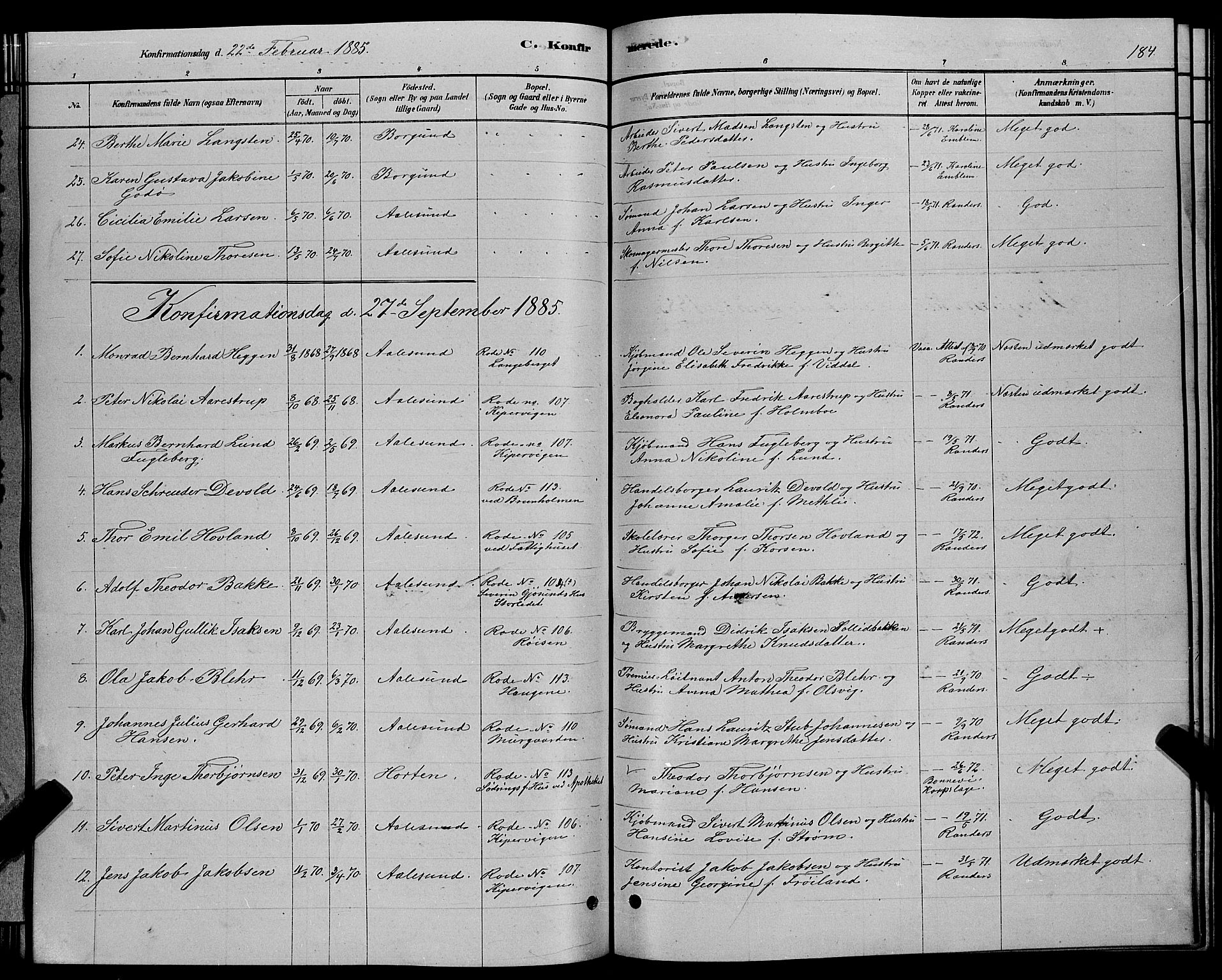 Ministerialprotokoller, klokkerbøker og fødselsregistre - Møre og Romsdal, AV/SAT-A-1454/529/L0466: Parish register (copy) no. 529C03, 1878-1888, p. 184