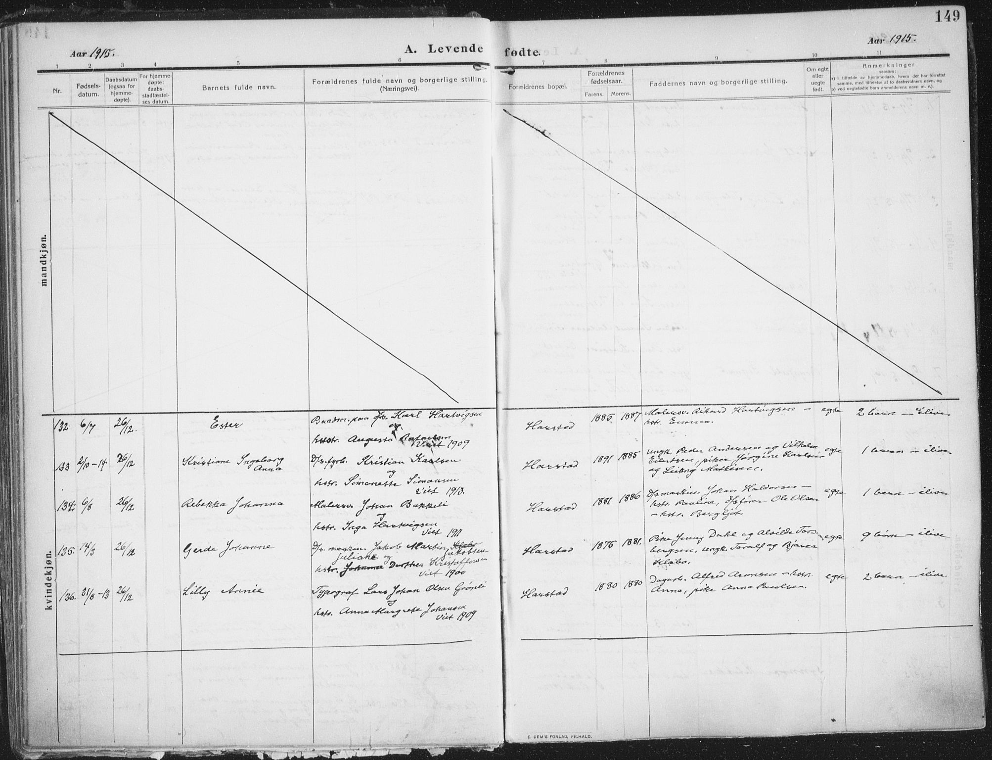 Trondenes sokneprestkontor, AV/SATØ-S-1319/H/Ha/L0018kirke: Parish register (official) no. 18, 1909-1918, p. 149