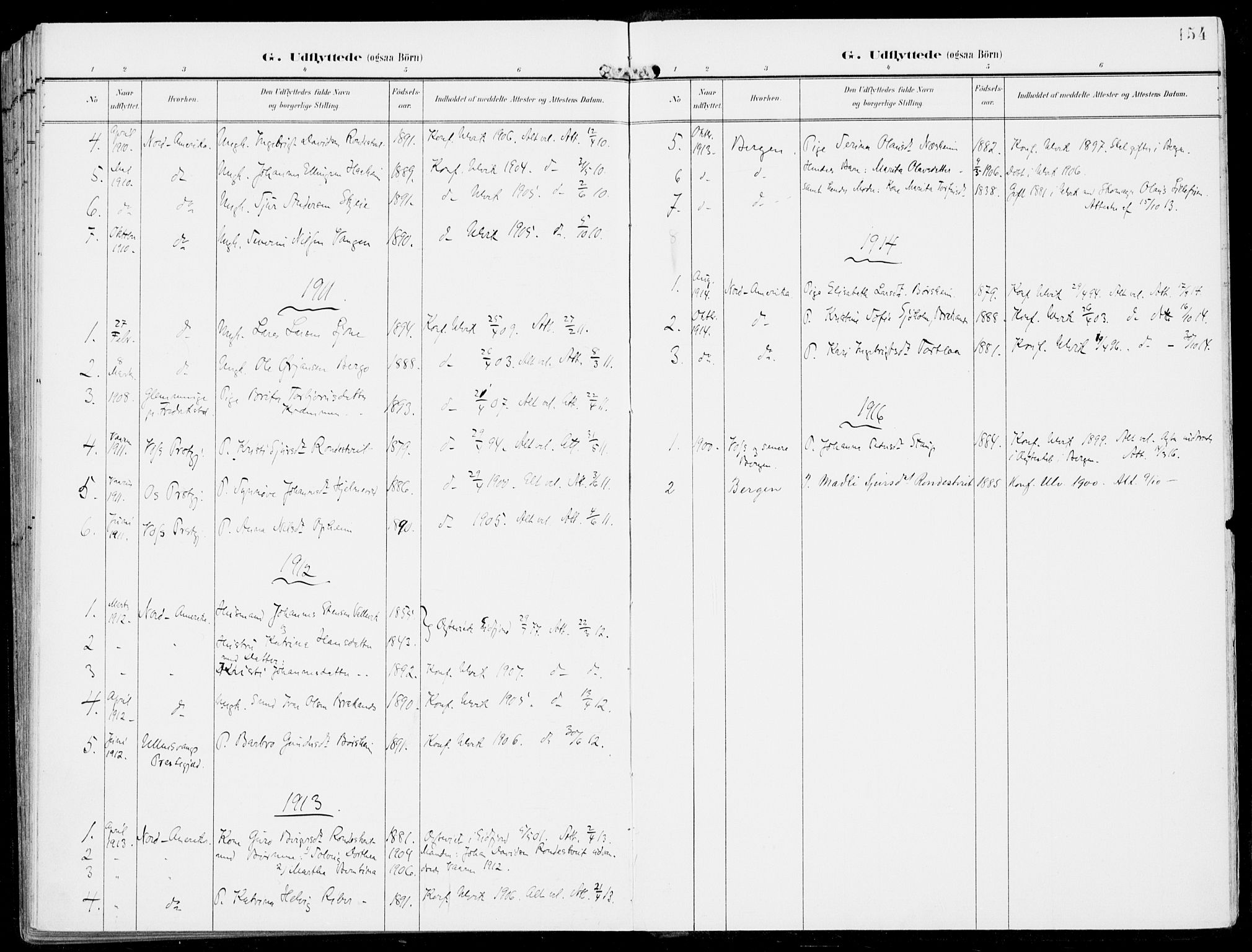 Ulvik sokneprestembete, SAB/A-78801/H/Haa: Parish register (official) no. B  2, 1898-1924, p. 154