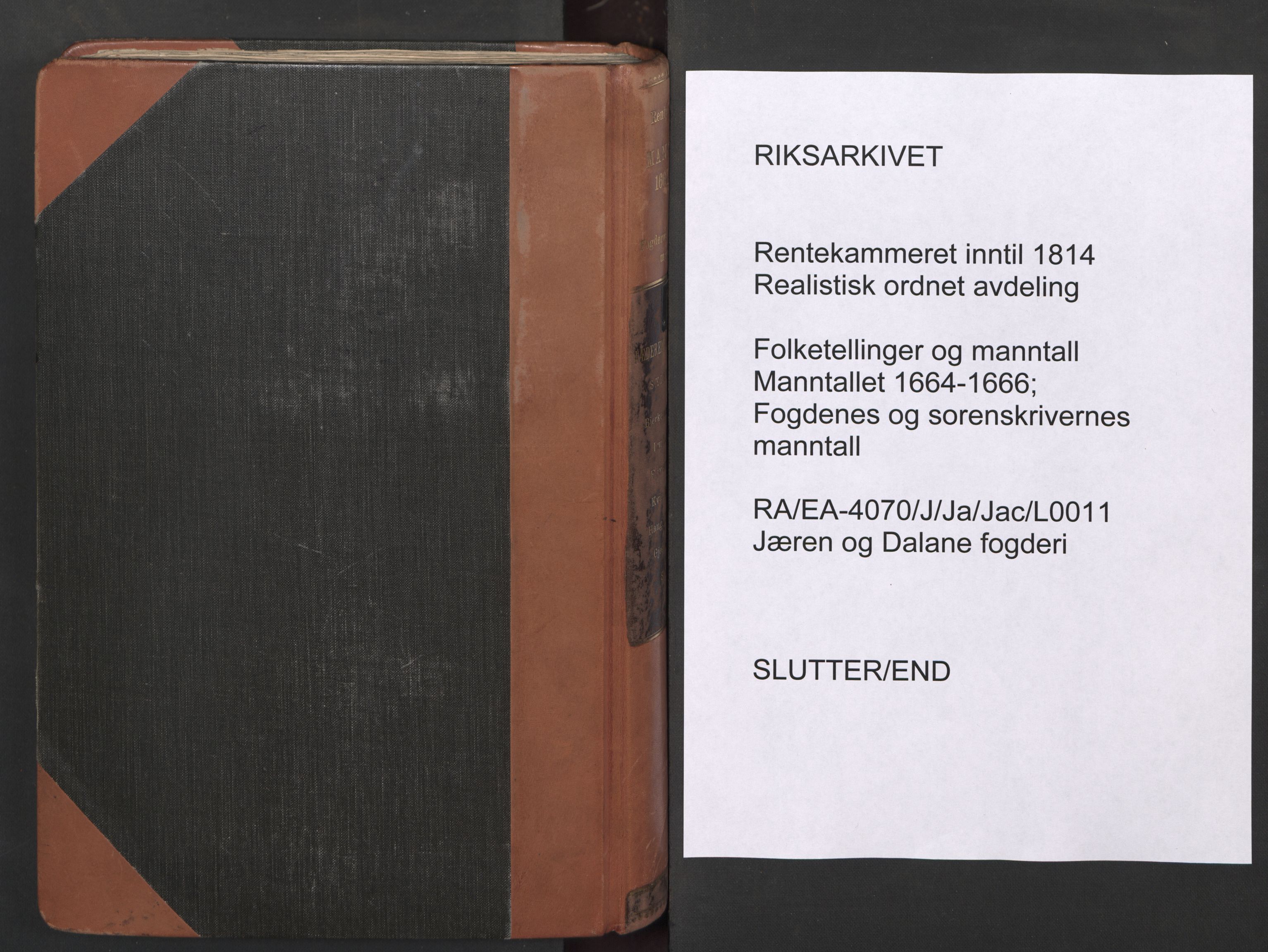 RA, Bailiff's Census 1664-1666, no. 11: Jæren and Dalane fogderi, 1664