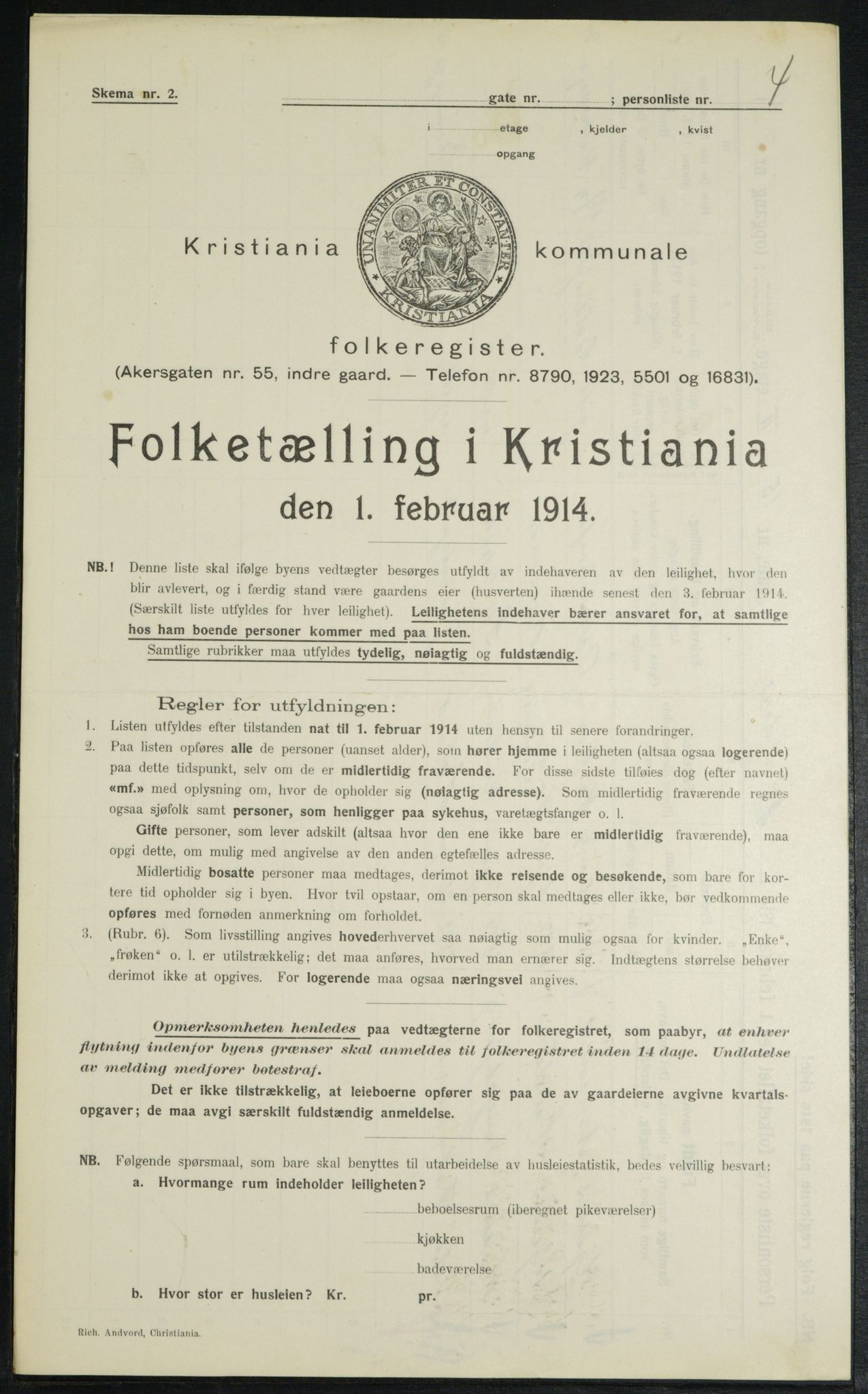 OBA, Municipal Census 1914 for Kristiania, 1914, p. 3336