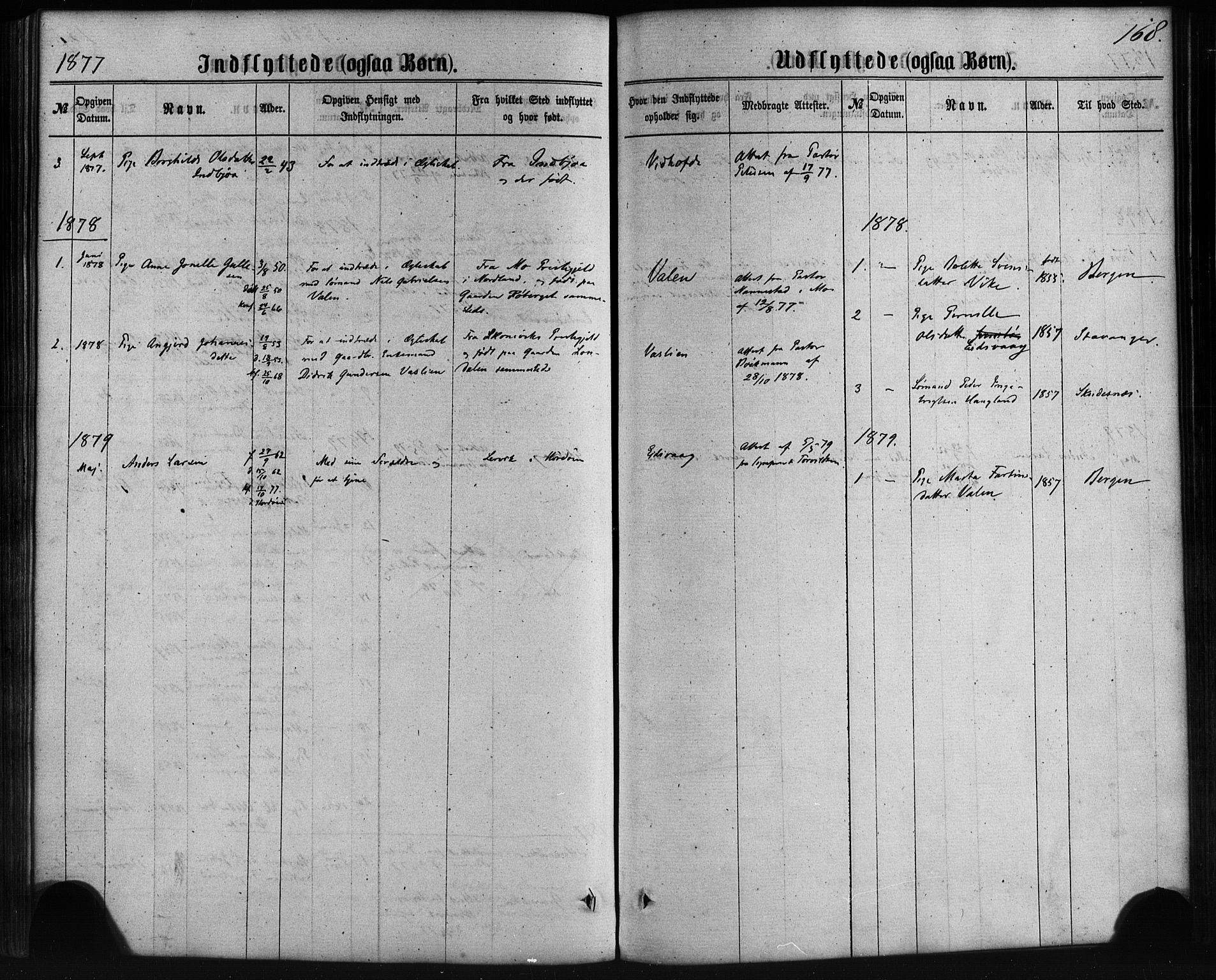 Sveio Sokneprestembete, AV/SAB-A-78501/H/Haa: Parish register (official) no. C 1, 1862-1880, p. 168