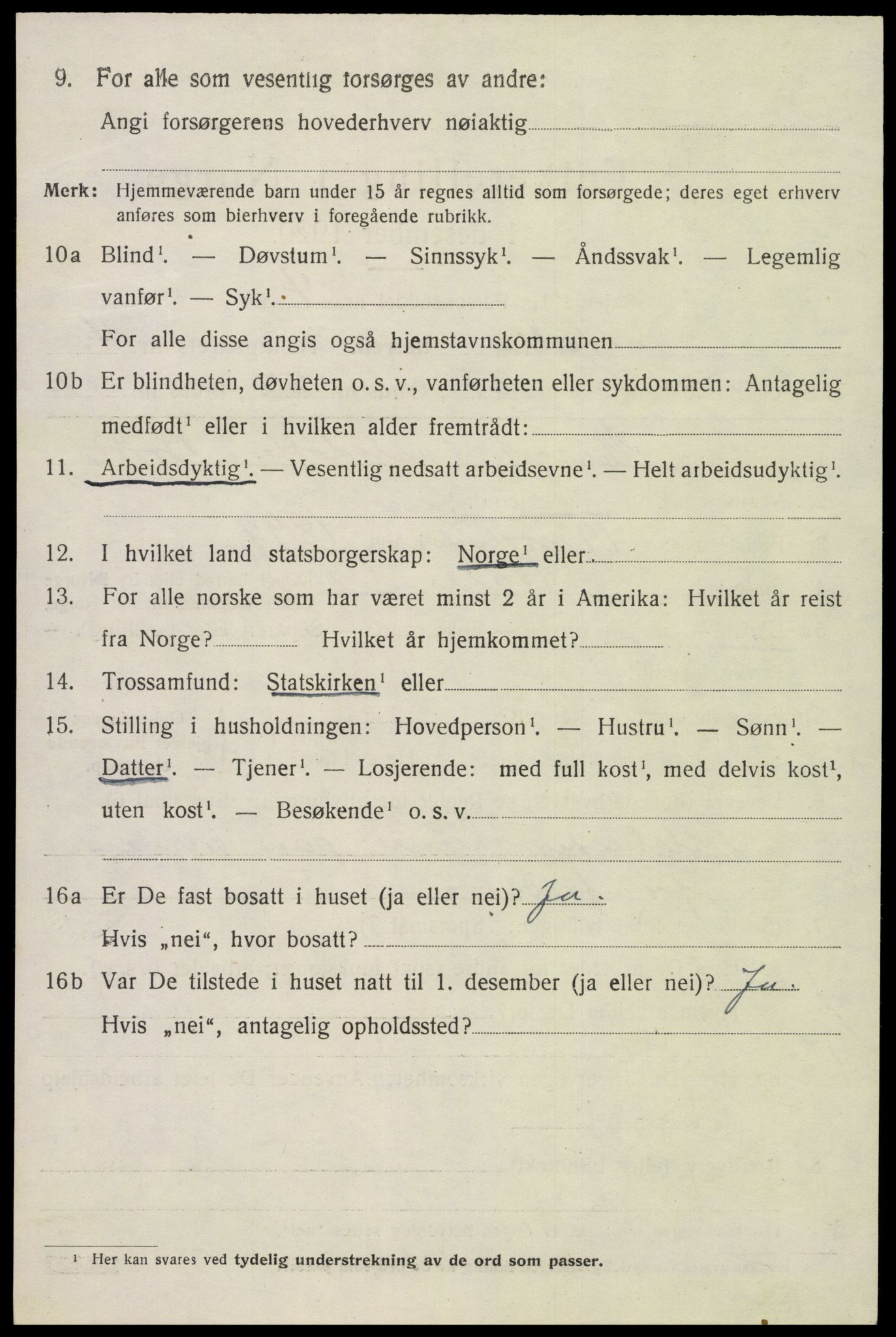 SAK, 1920 census for Valle, 1920, p. 2284
