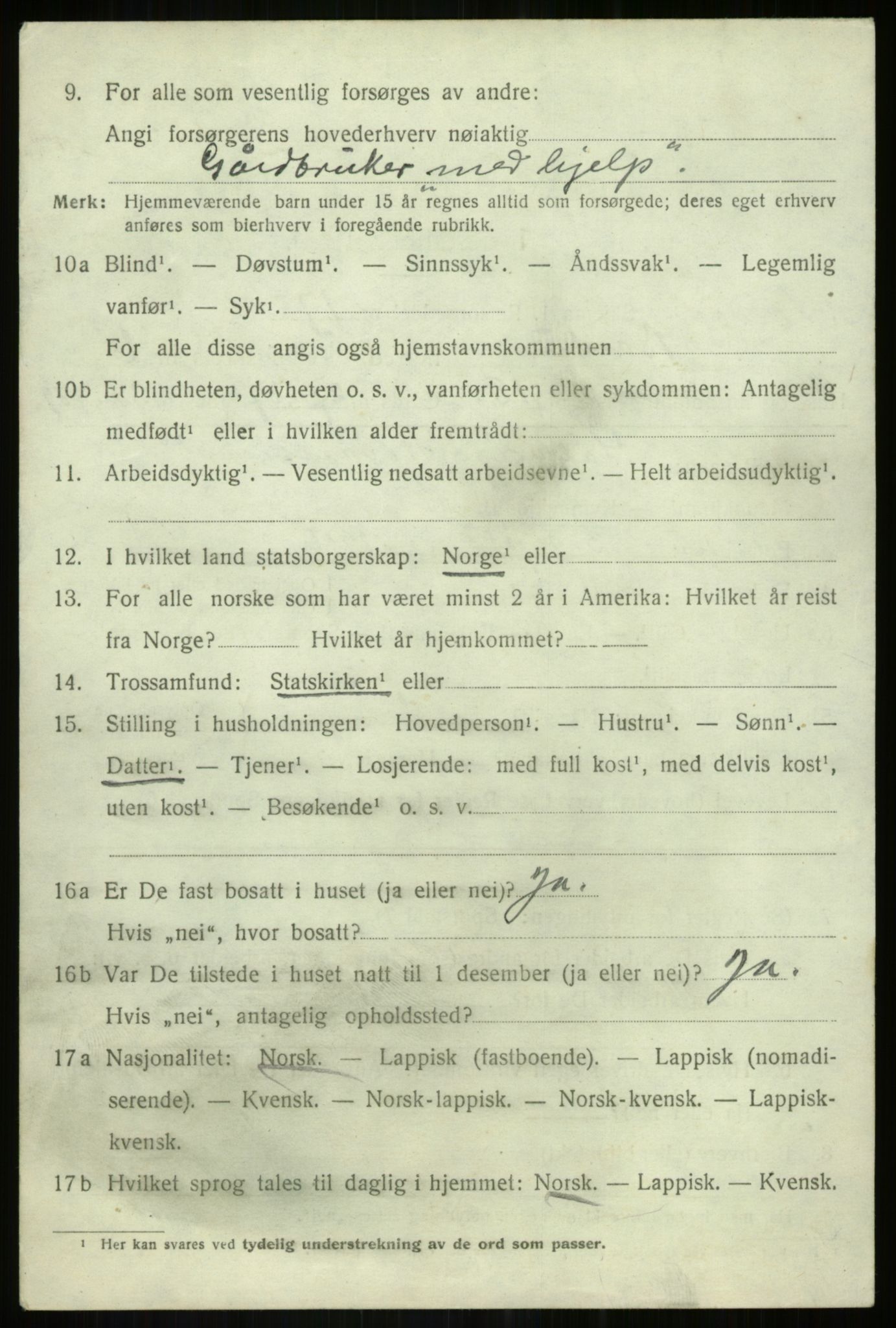 SATØ, 1920 census for Bardu, 1920, p. 2707