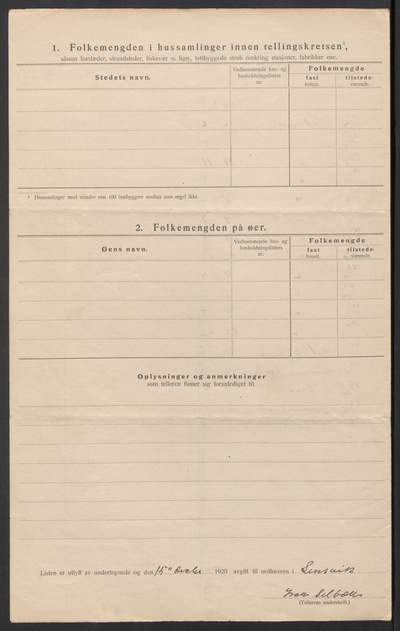 SAT, 1920 census for Lensvik, 1920, p. 8