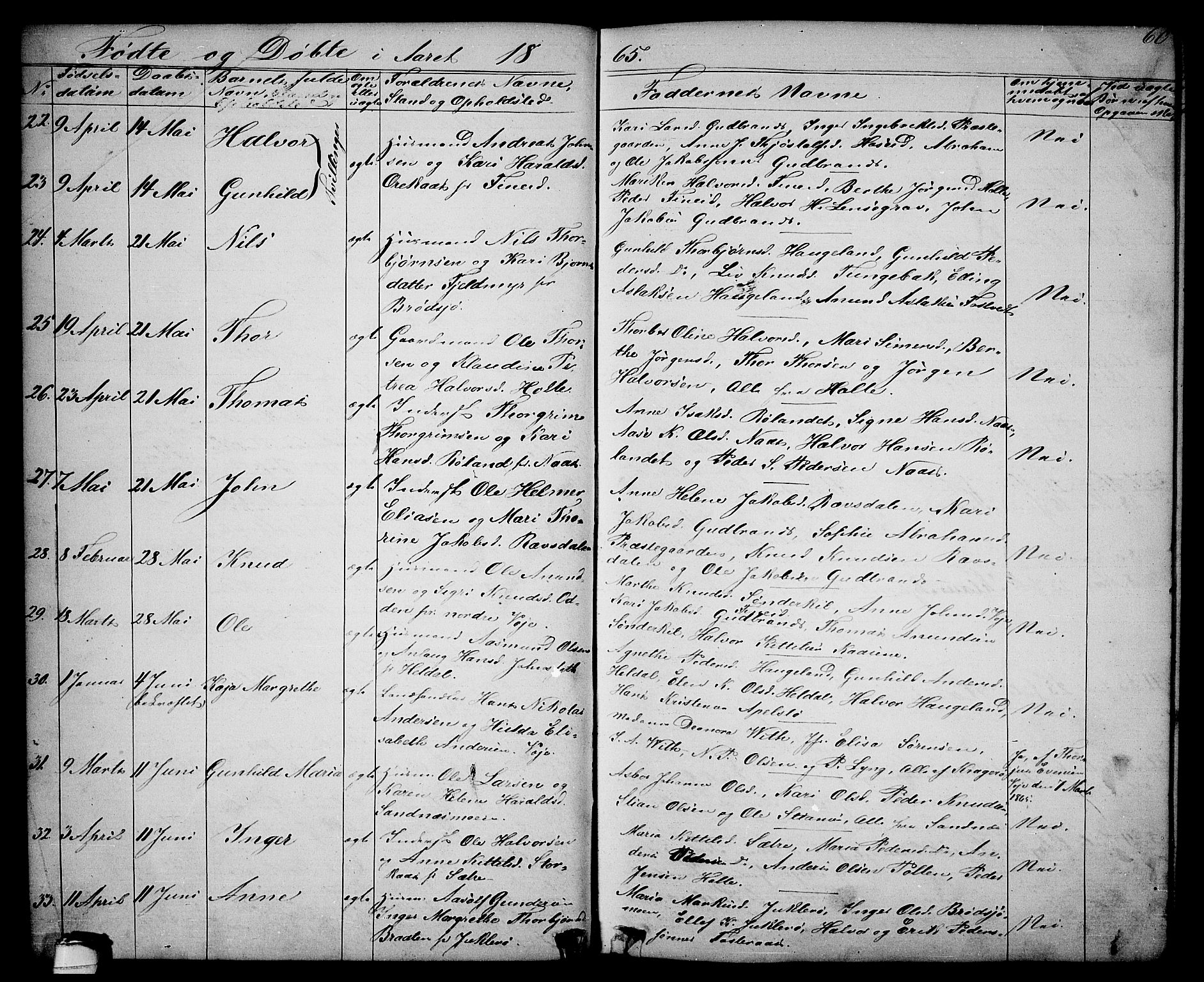 Drangedal kirkebøker, SAKO/A-258/G/Ga/L0002: Parish register (copy) no. I 2, 1856-1887, p. 60