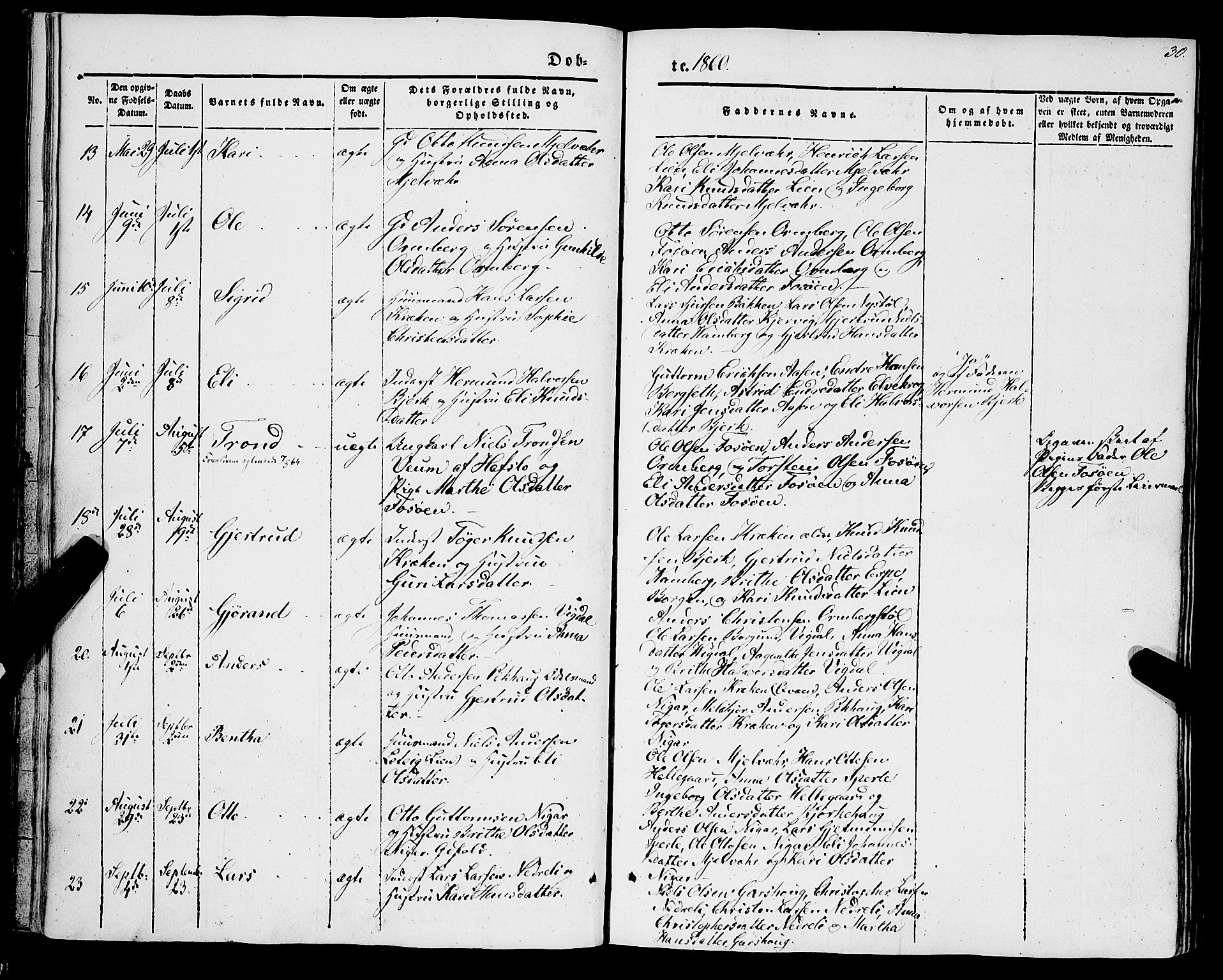 Jostedal sokneprestembete, AV/SAB-A-80601/H/Haa/Haaa/L0005: Parish register (official) no. A 5, 1849-1877, p. 30