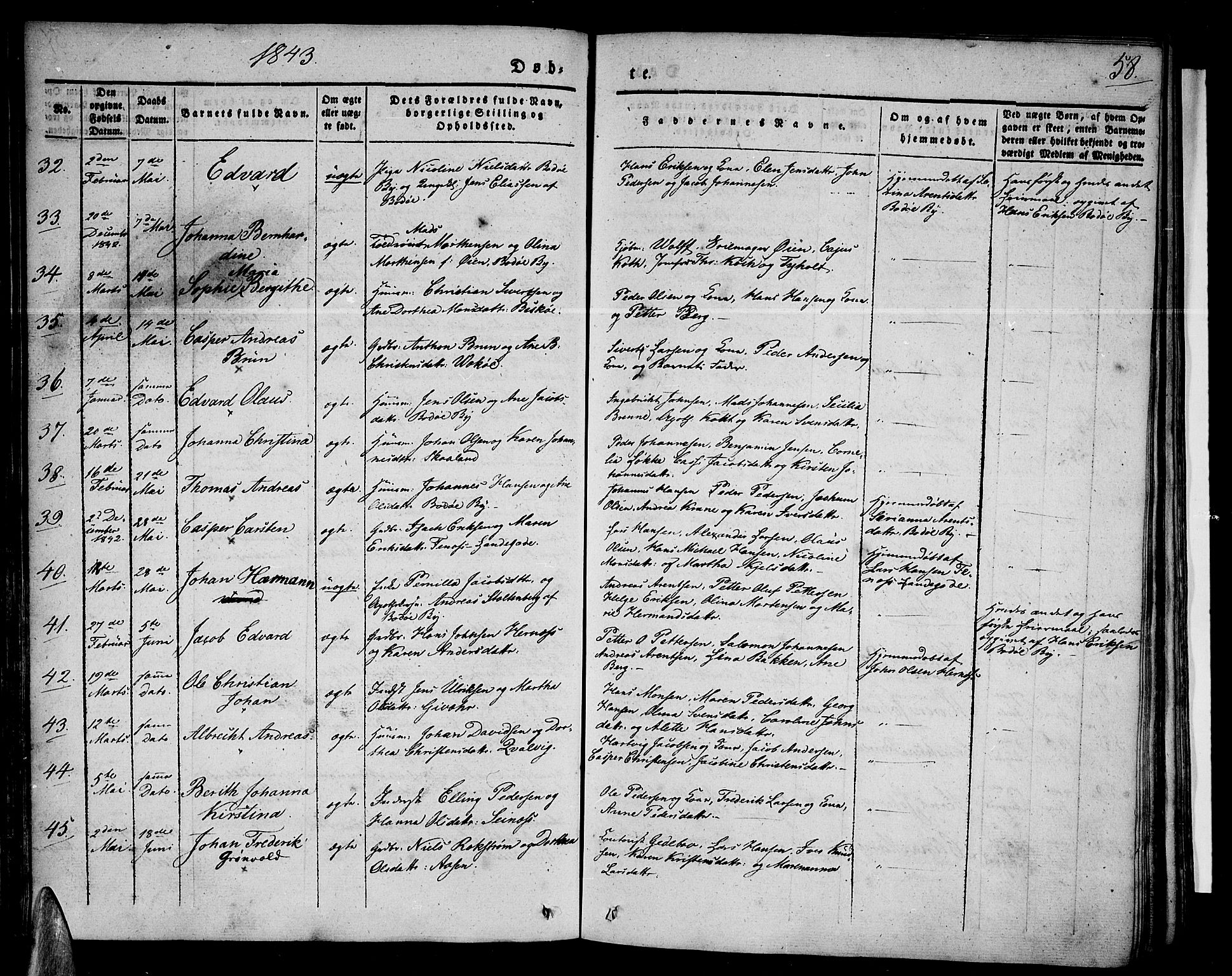 Ministerialprotokoller, klokkerbøker og fødselsregistre - Nordland, AV/SAT-A-1459/801/L0006: Parish register (official) no. 801A06, 1834-1845, p. 58