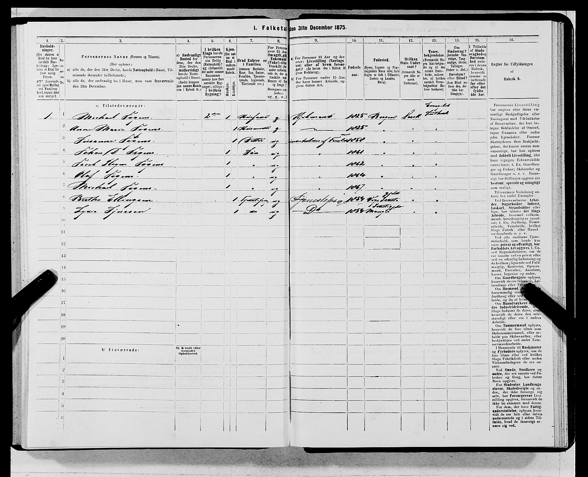 SAB, 1875 census for 1301 Bergen, 1875, p. 6118