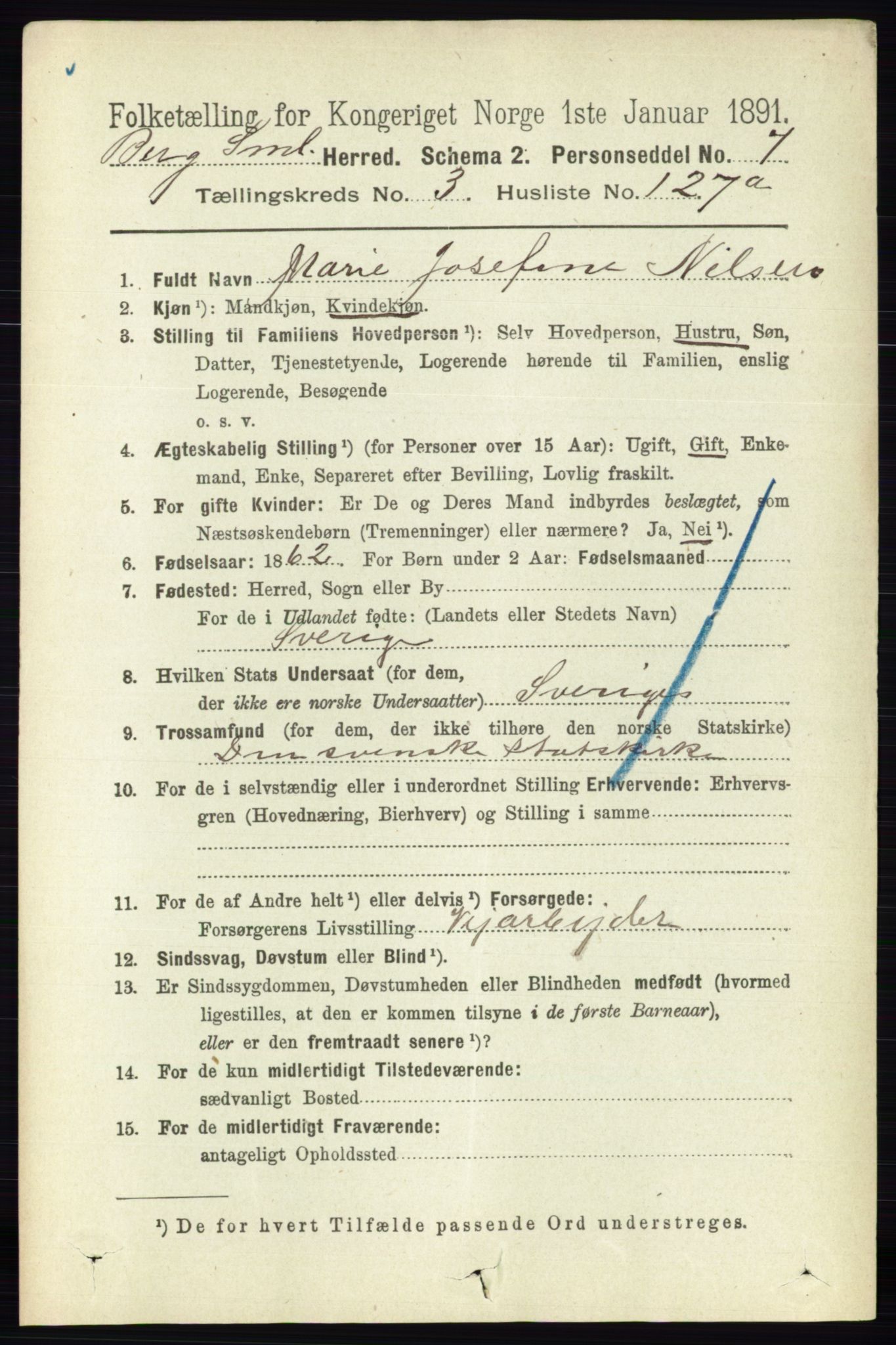 RA, 1891 census for 0116 Berg, 1891, p. 2717