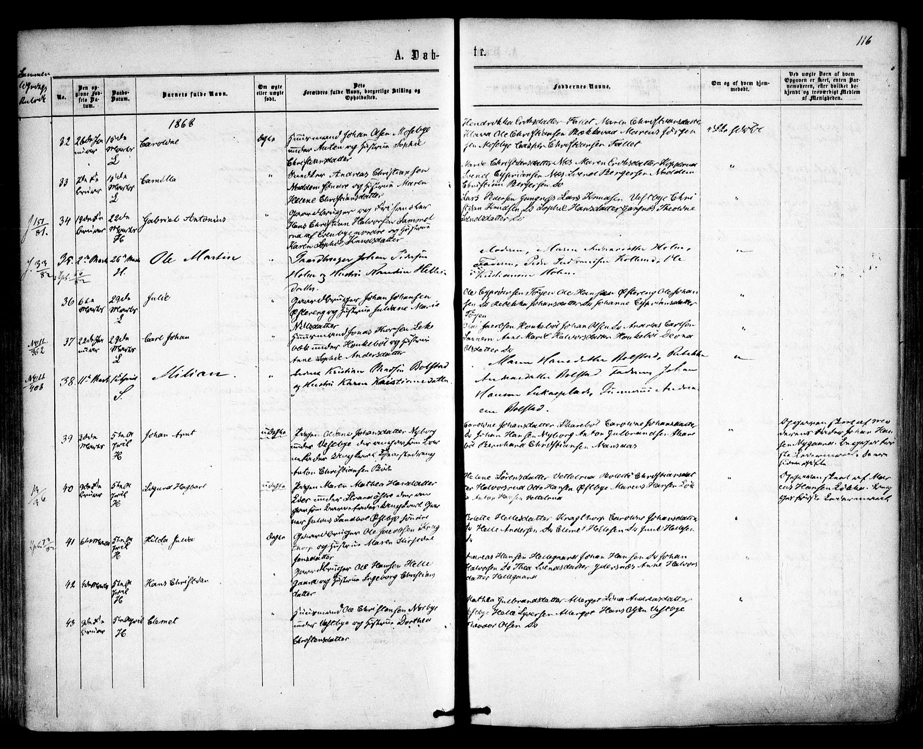 Høland prestekontor Kirkebøker, SAO/A-10346a/F/Fa/L0011: Parish register (official) no. I 11, 1862-1869, p. 116