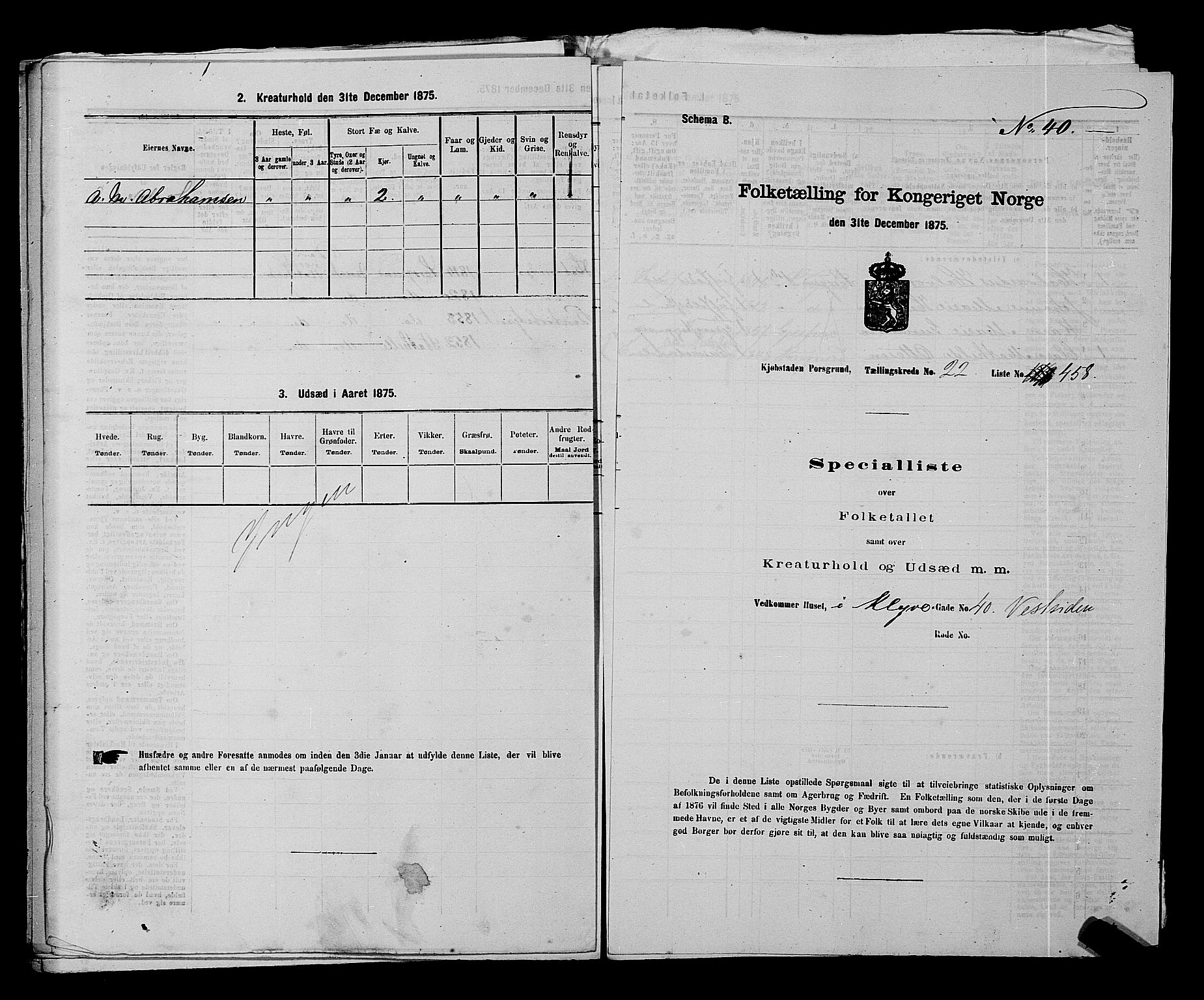 SAKO, 1875 census for 0805P Porsgrunn, 1875, p. 1025