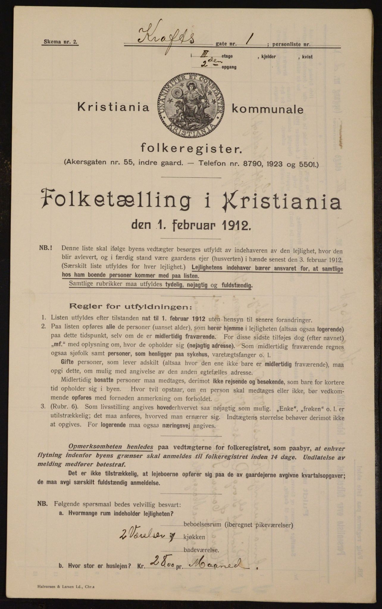 OBA, Municipal Census 1912 for Kristiania, 1912, p. 54162