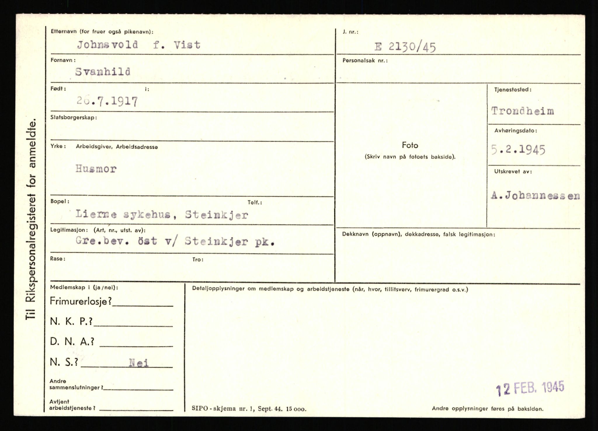 Statspolitiet - Hovedkontoret / Osloavdelingen, AV/RA-S-1329/C/Ca/L0008: Johan(nes)sen - Knoph, 1943-1945, p. 2363