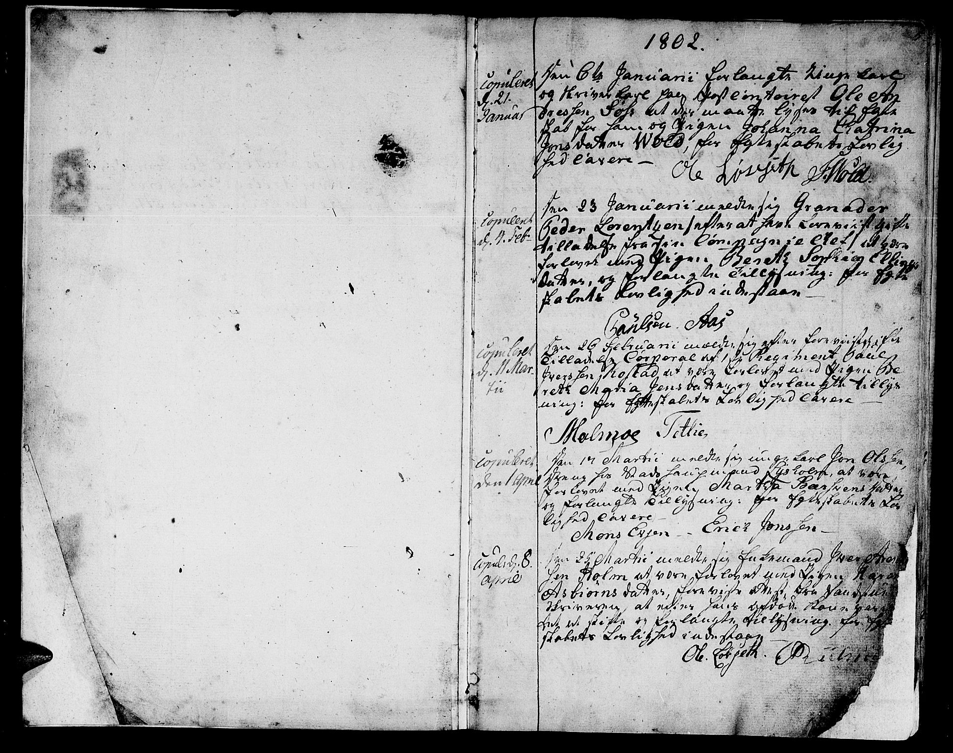 Ministerialprotokoller, klokkerbøker og fødselsregistre - Sør-Trøndelag, AV/SAT-A-1456/601/L0042: Parish register (official) no. 601A10, 1802-1830, p. 4-5