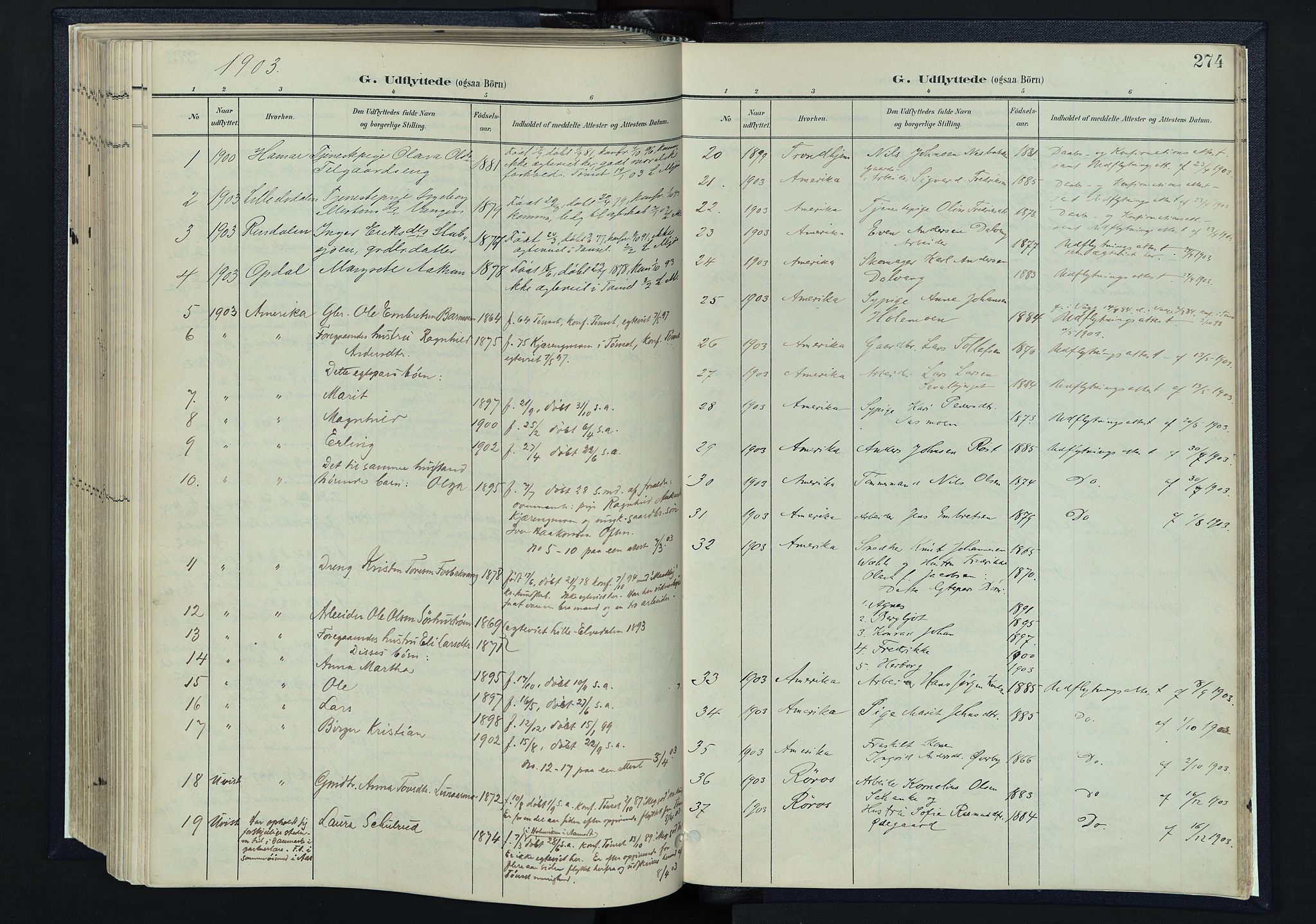 Tynset prestekontor, AV/SAH-PREST-058/H/Ha/Haa/L0025: Parish register (official) no. 25, 1900-1914, p. 274