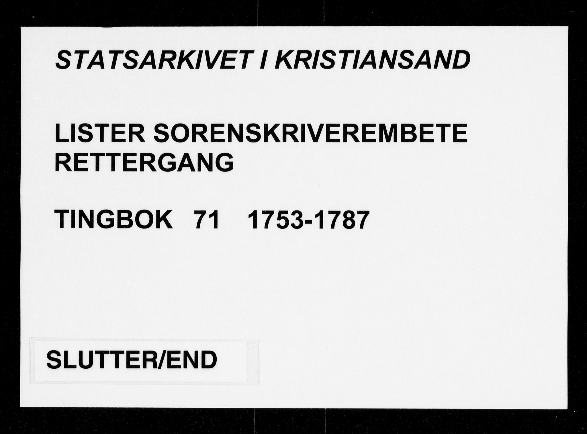 Lister sorenskriveri, AV/SAK-1221-0003/F/Fa/L0074: Tingbok nr 71, 1753-1787