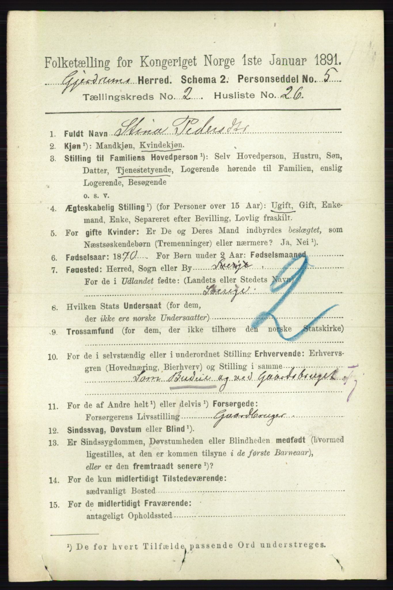 RA, 1891 census for 0234 Gjerdrum, 1891, p. 732