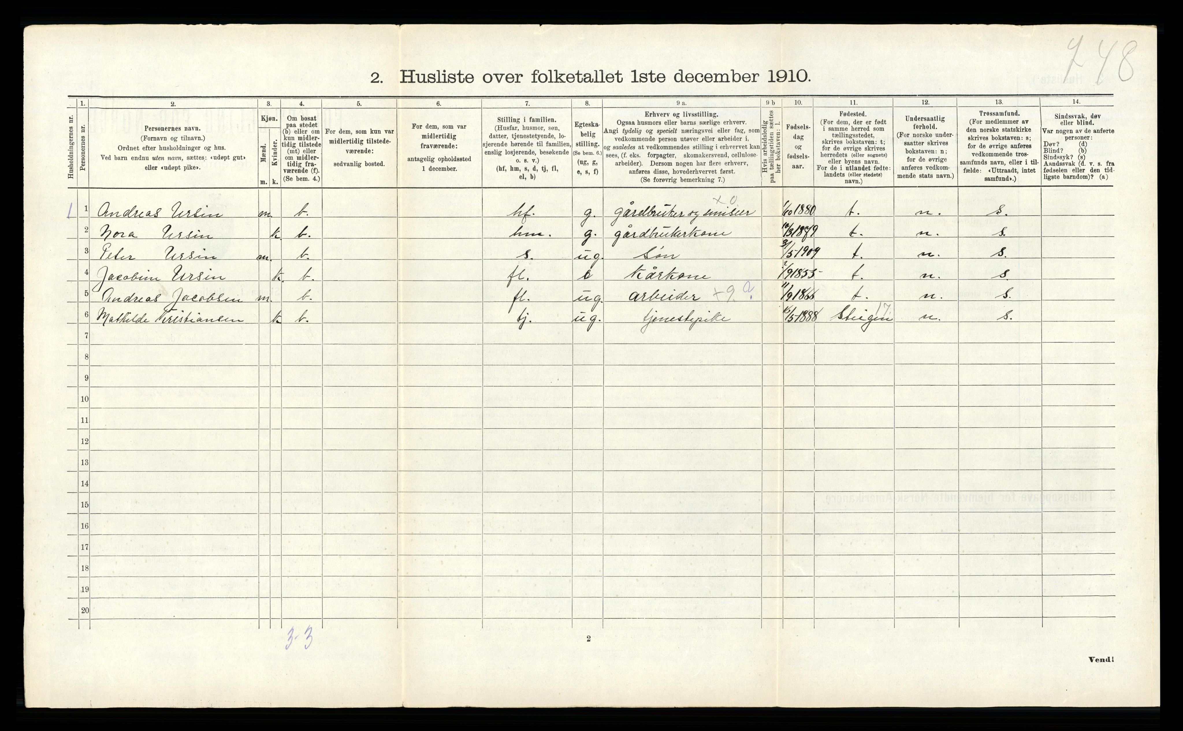 RA, 1910 census for Hamarøy, 1910, p. 97